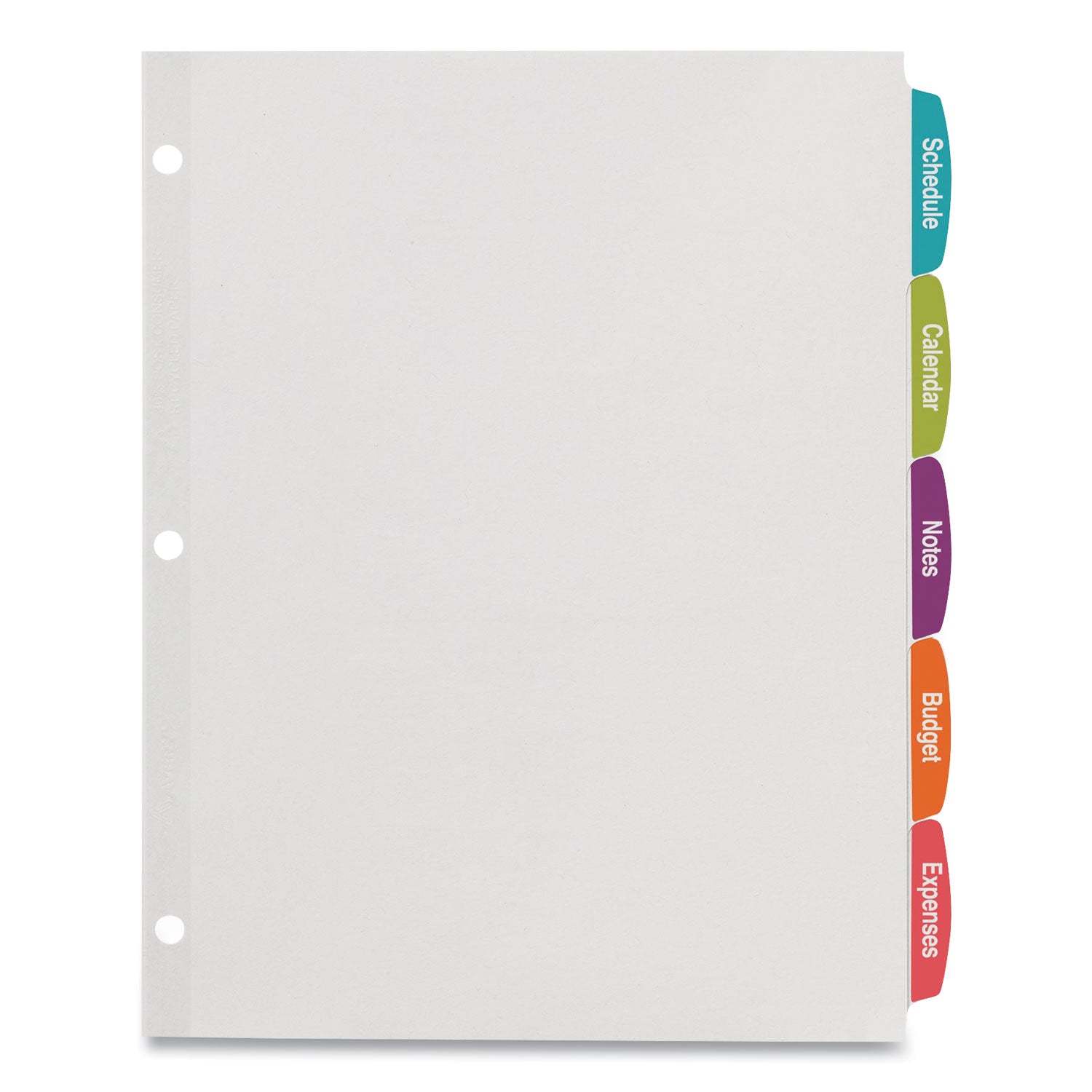 Avery® Big Tab Printable White Label Tab Dividers, 5-Tab, 11 x 8.5, White, 4 Sets