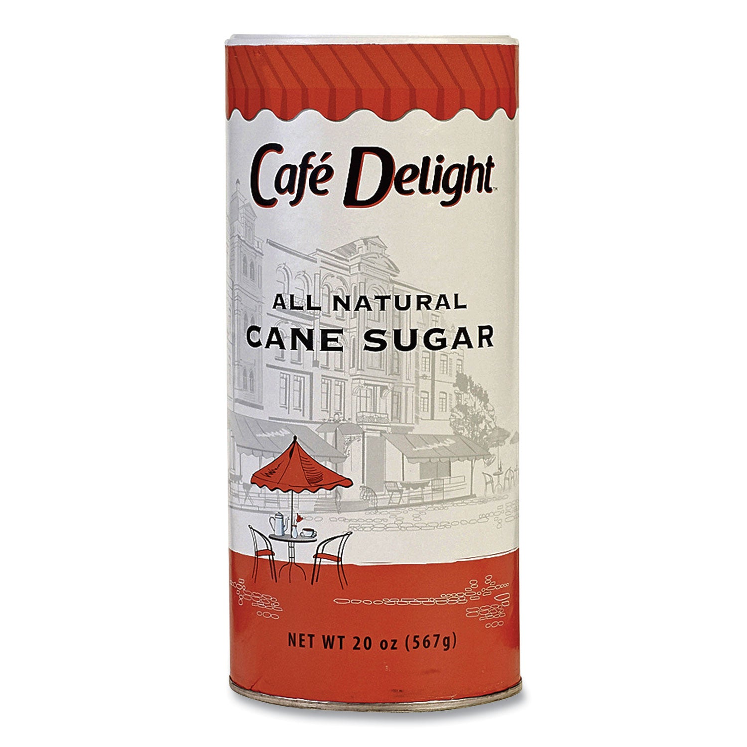 All Natural Cane Sugar. 20 oz Canister