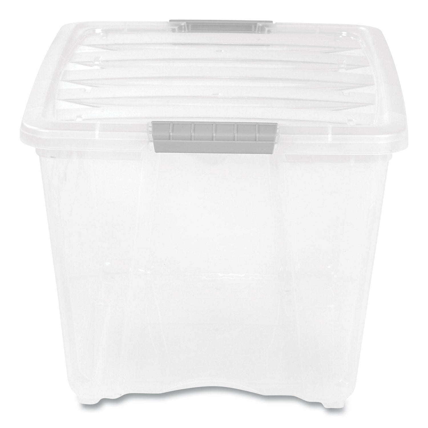 Stack and Pull Latching Flat Lid Storage Box, 13.5 gal, 22" x 16.5" x 13.03", Clear