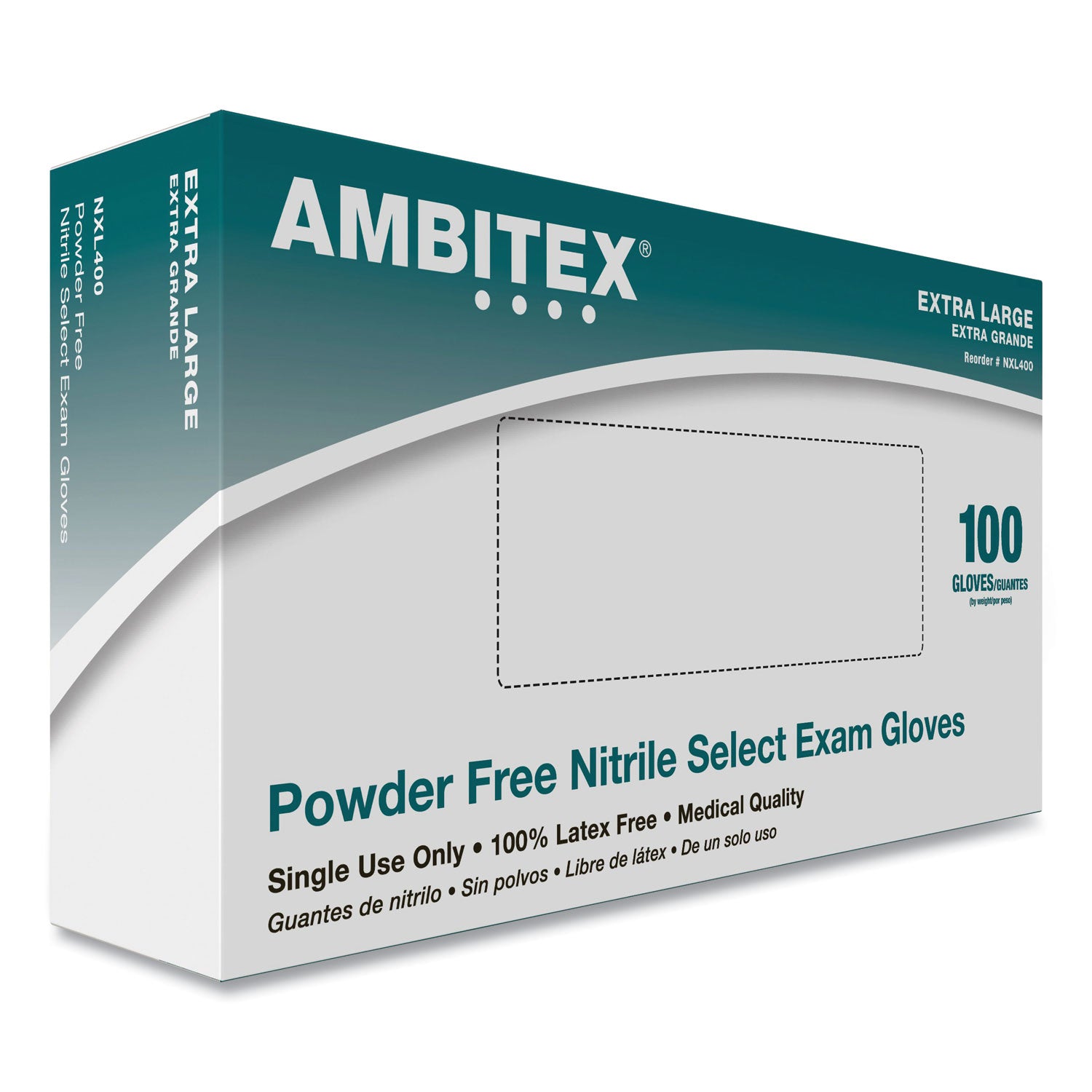 N400 Series Powder-Free Nitrile Gloves, X-Large, Blue, 100/Box