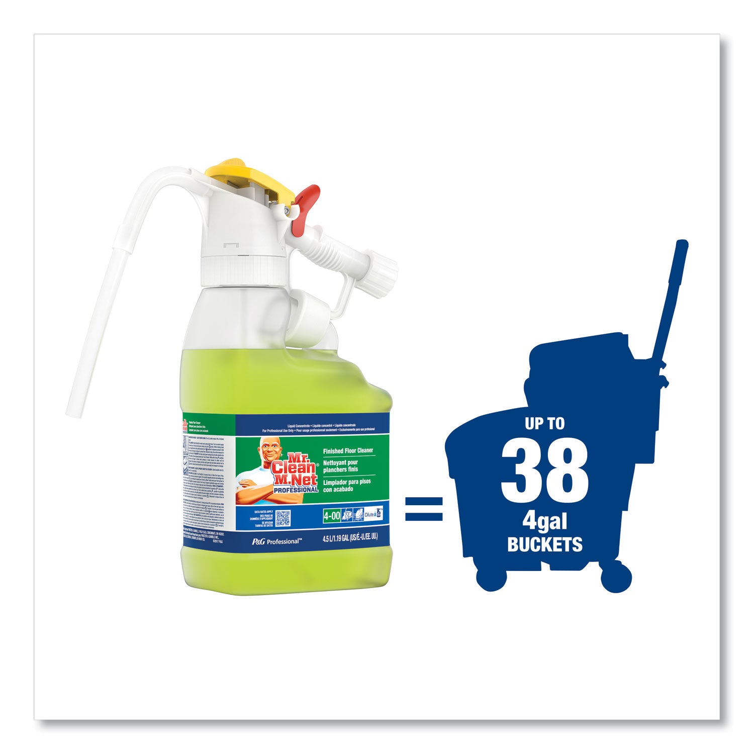 P&G Professional™ Dilute 2 Go, Mr Clean Finished Floor Cleaner, Lemon Scent, 4.5 L Jug, 1/Carton