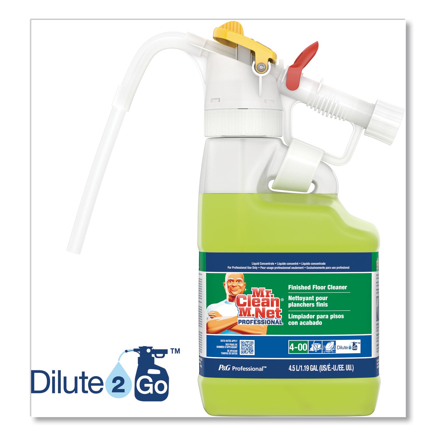 P&G Professional™ Dilute 2 Go, Mr Clean Finished Floor Cleaner, Lemon Scent, 4.5 L Jug, 1/Carton