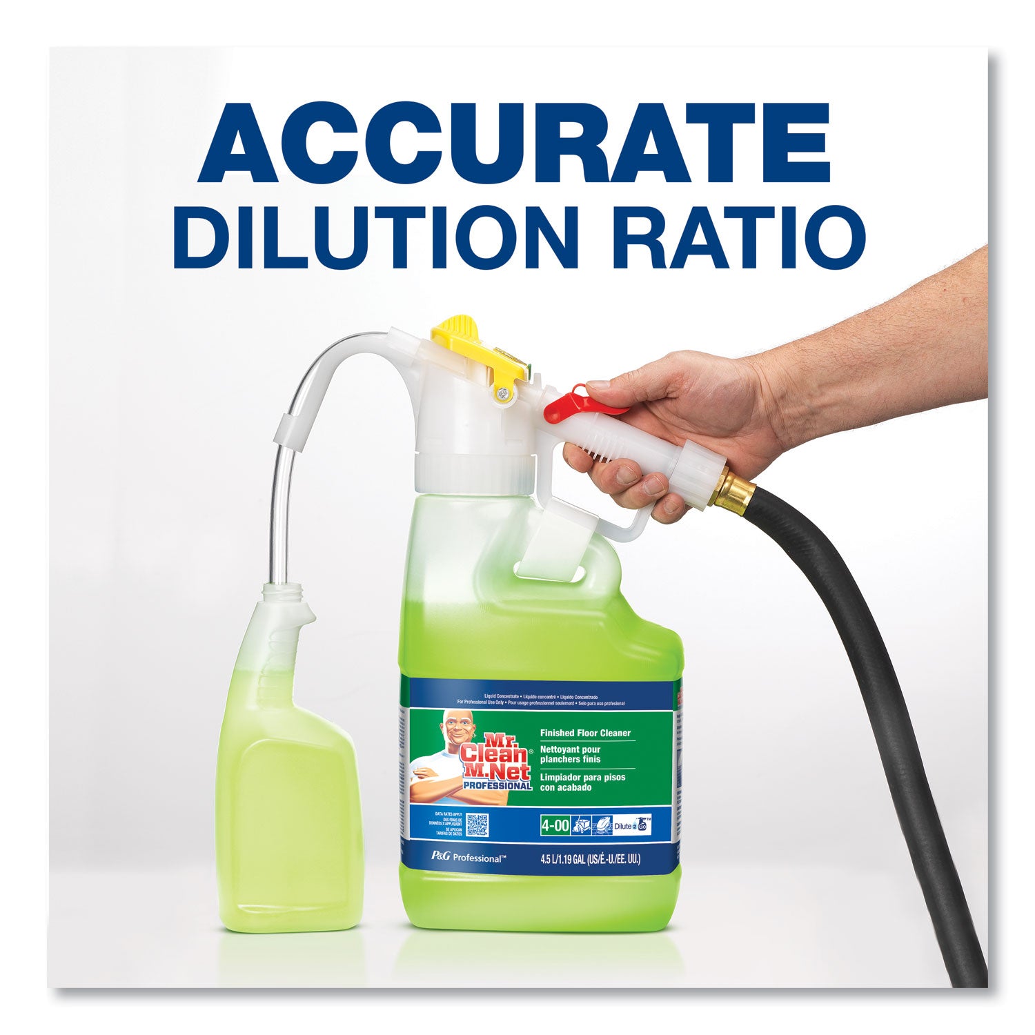 P&G Professional™ Dilute 2 Go, Mr Clean Finished Floor Cleaner, Lemon Scent, 4.5 L Jug, 1/Carton