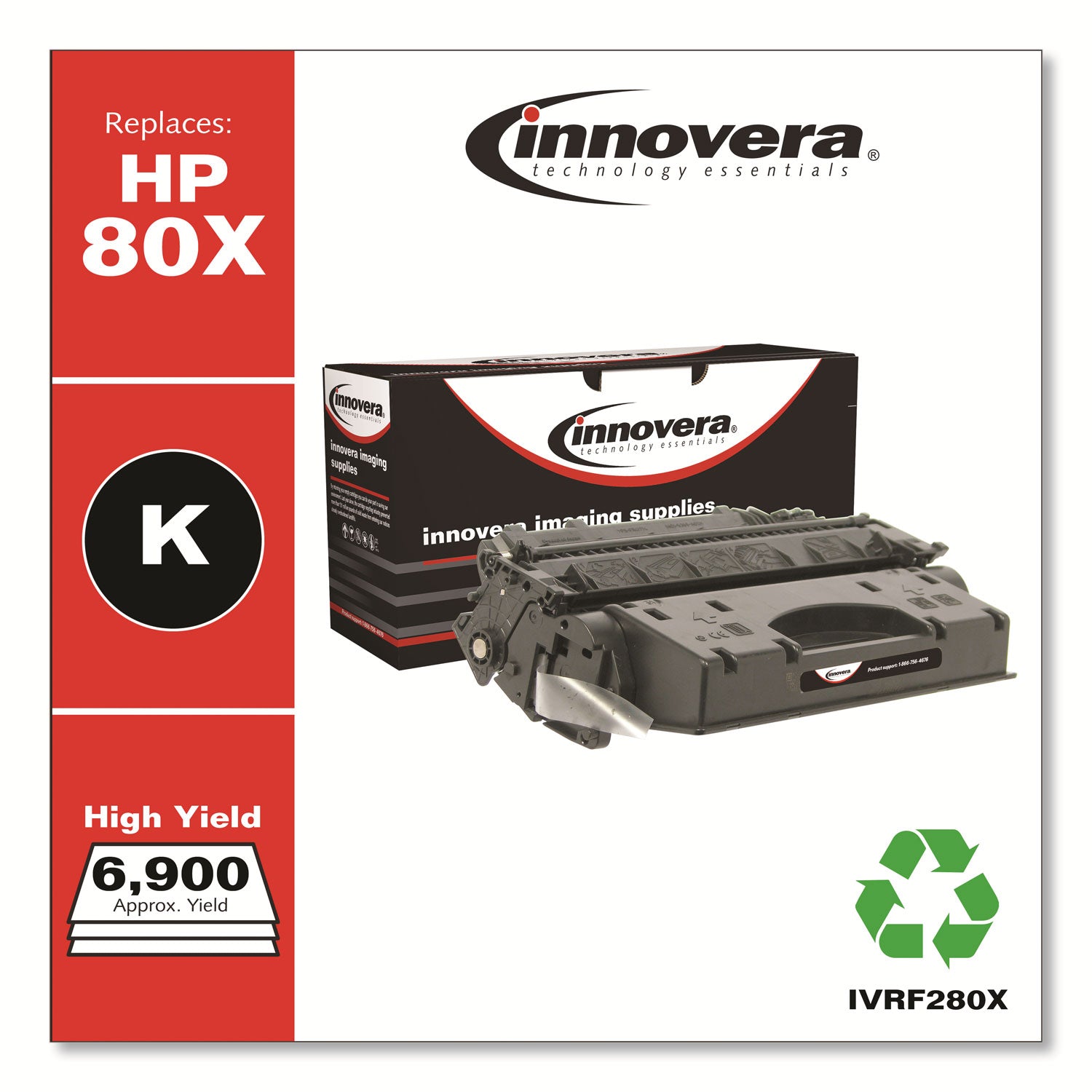 Innovera® Remanufactured Black High-Yield Toner, Replacement for 80X (CF280X), 6,900 Page-Yield