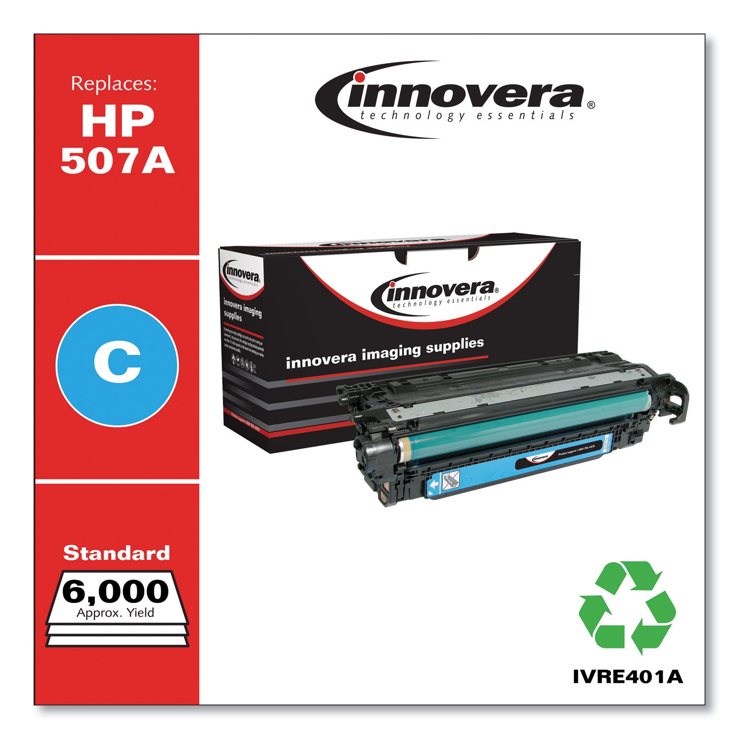 Innovera® Remanufactured Cyan Toner, Replacement for 507A (CE401A), 6,000 Page-Yield