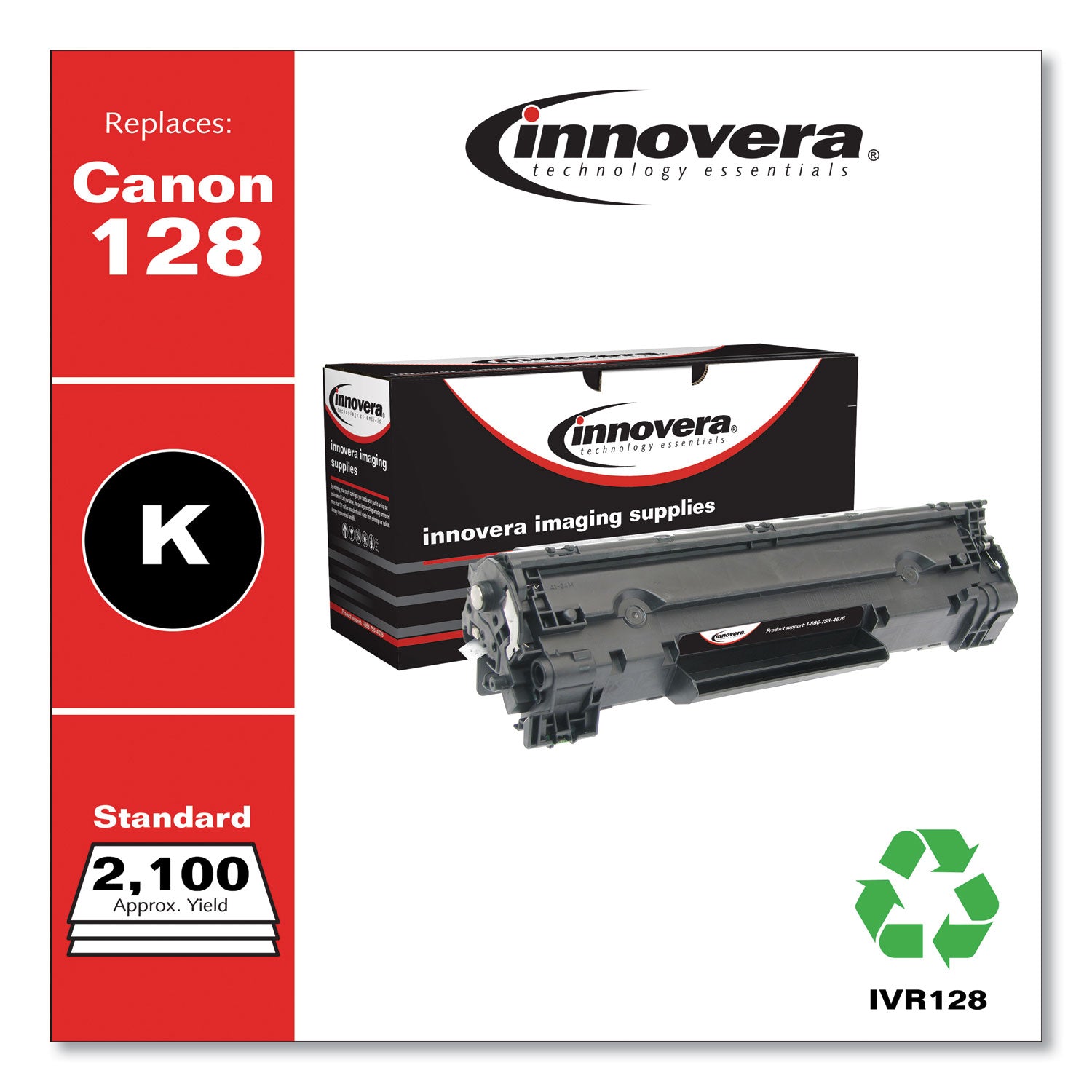 Innovera® Remanufactured Black Toner, Replacement for 128 (3500B001AA), 2,100 Page-Yield