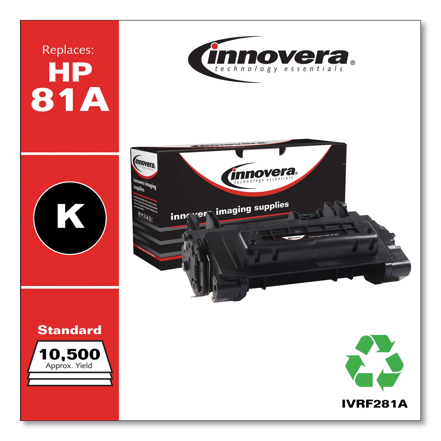 Innovera® Remanufactured Black Toner, Replacement for 81A (CF281A), 10,500 Page-Yield