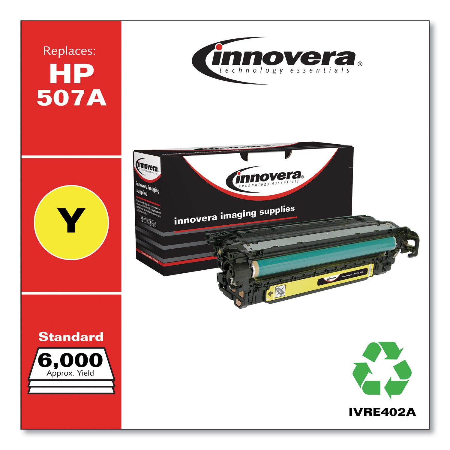 Innovera® Remanufactured Yellow Toner, Replacement for 507A (CE402A), 6,000 Page-Yield