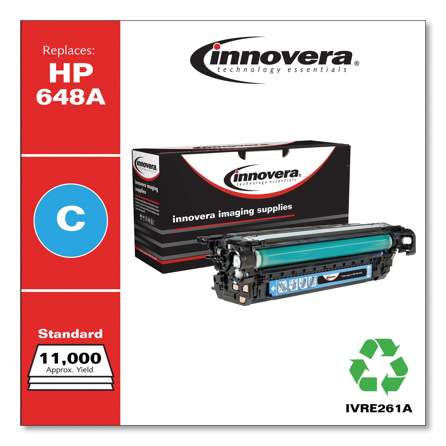 Innovera® Remanufactured Cyan Toner, Replacement for 648A (CE261A), 11,000 Page-Yield