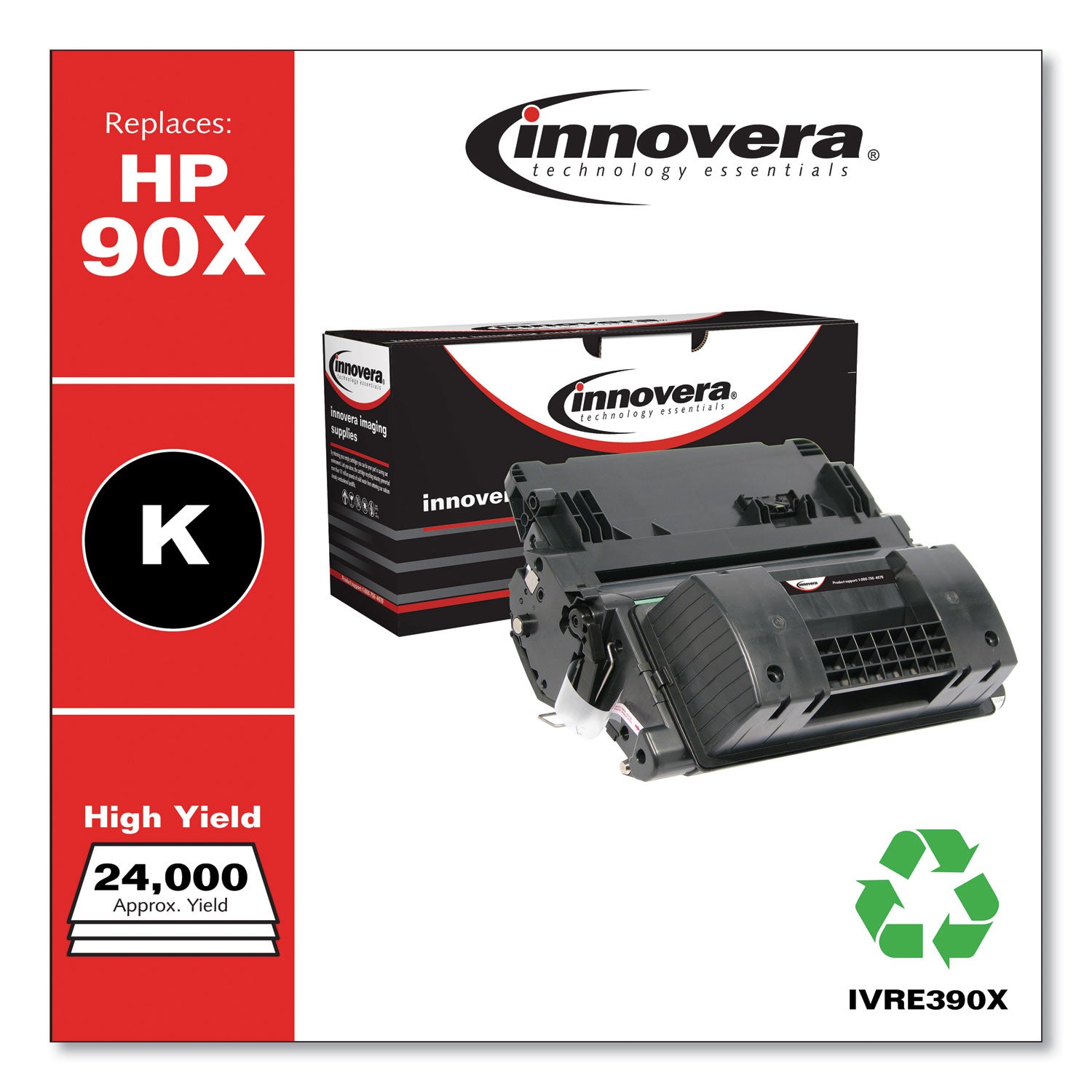 Innovera® Remanufactured Black High-Yield Toner, Replacement for 90X (CE390X), 24,000 Page-Yield