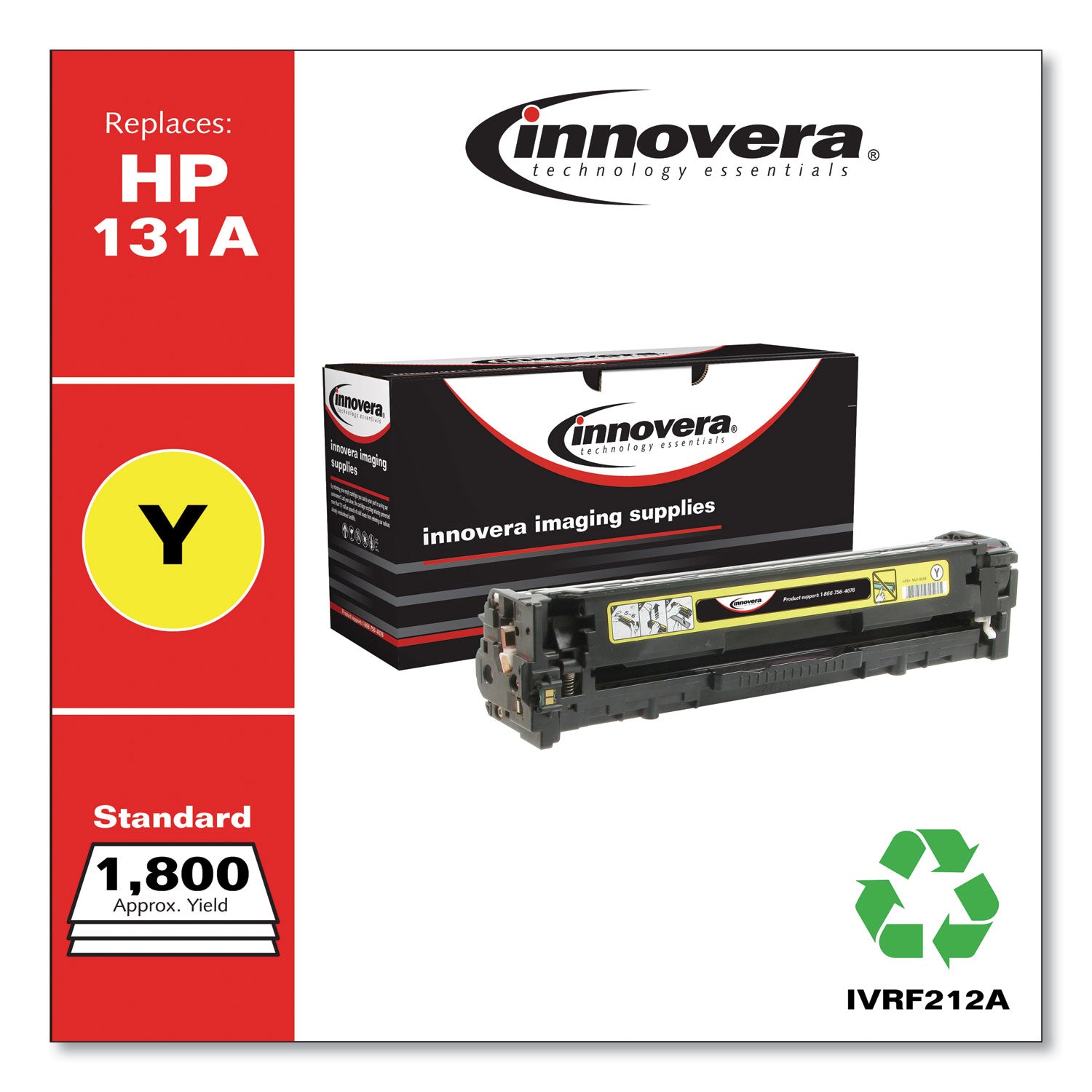 Innovera® Remanufactured Yellow Toner, Replacement for 131A (CF212A), 1,800 Page-Yield