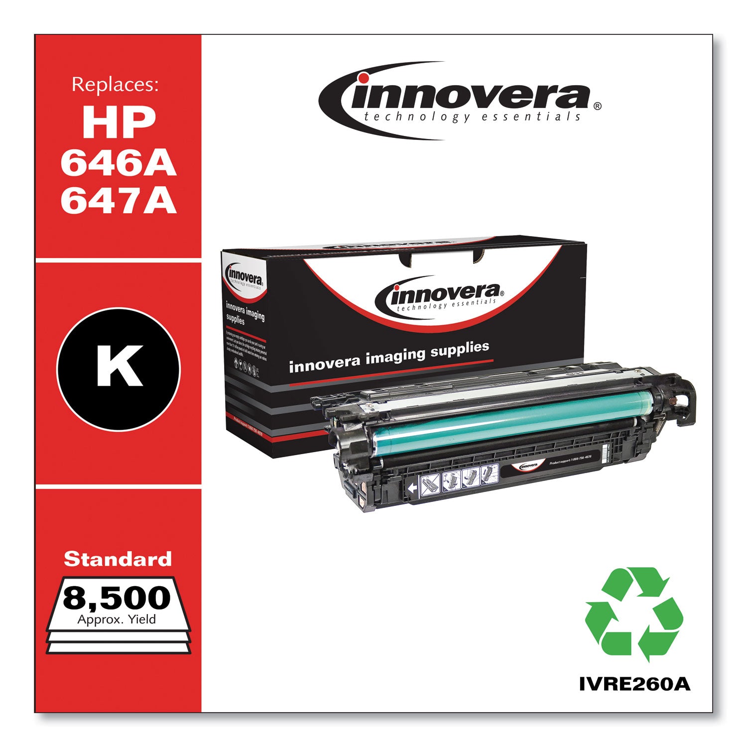 Innovera® Remanufactured Black Toner, Replacement for 647A (CE260A), 8,500 Page-Yield