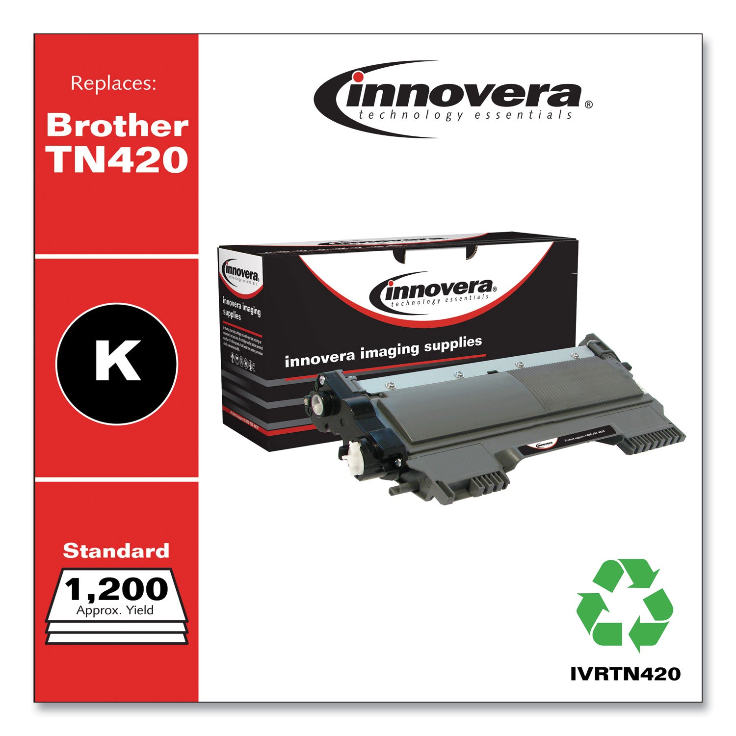 Innovera® Remanufactured Black Toner, Replacement for TN420, 1,200 Page-Yield