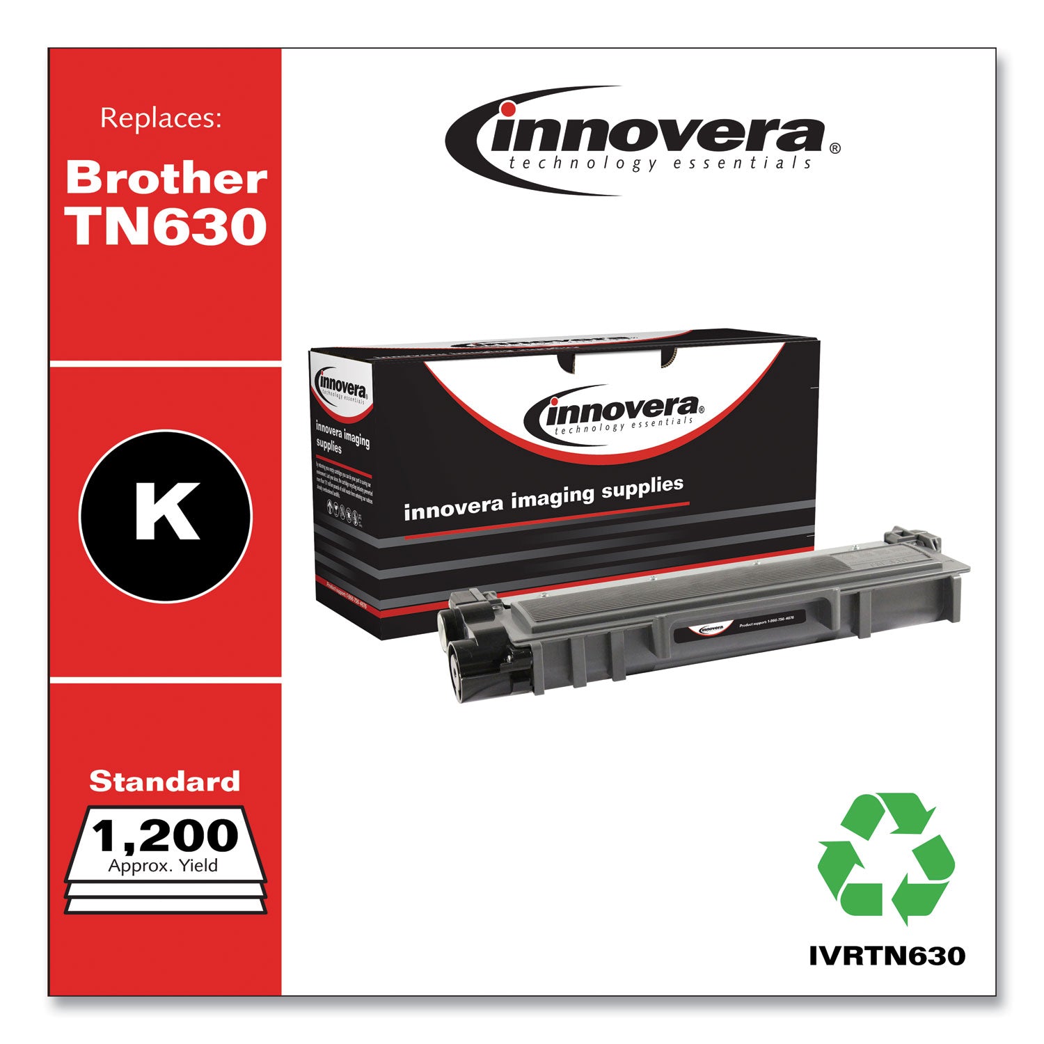 Innovera® Remanufactured Black Toner, Replacement for TN630, 1,200 Page-Yield