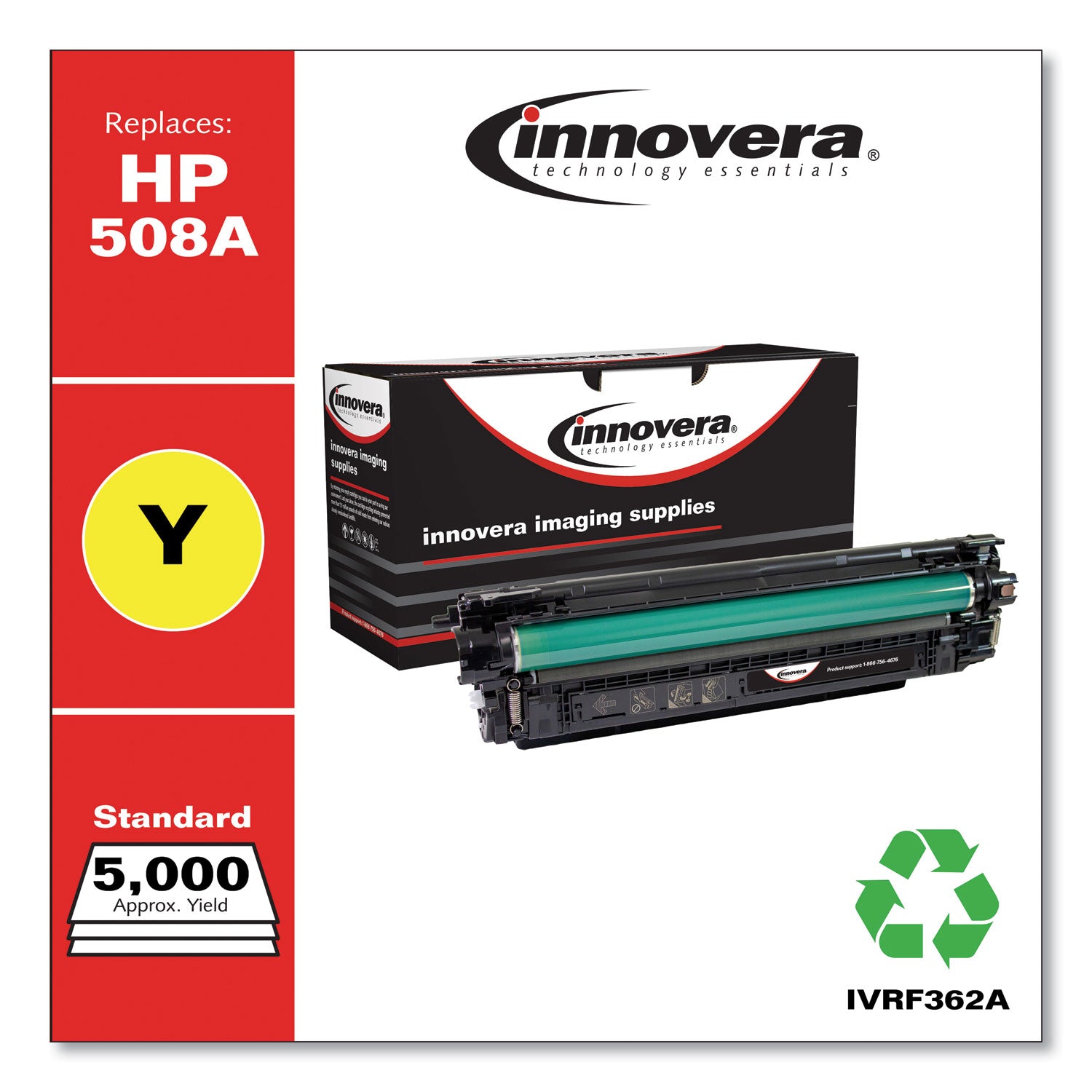 Innovera® Remanufactured Yellow Toner, Replacement for 508A (CF362A), 5,000 Page-Yield