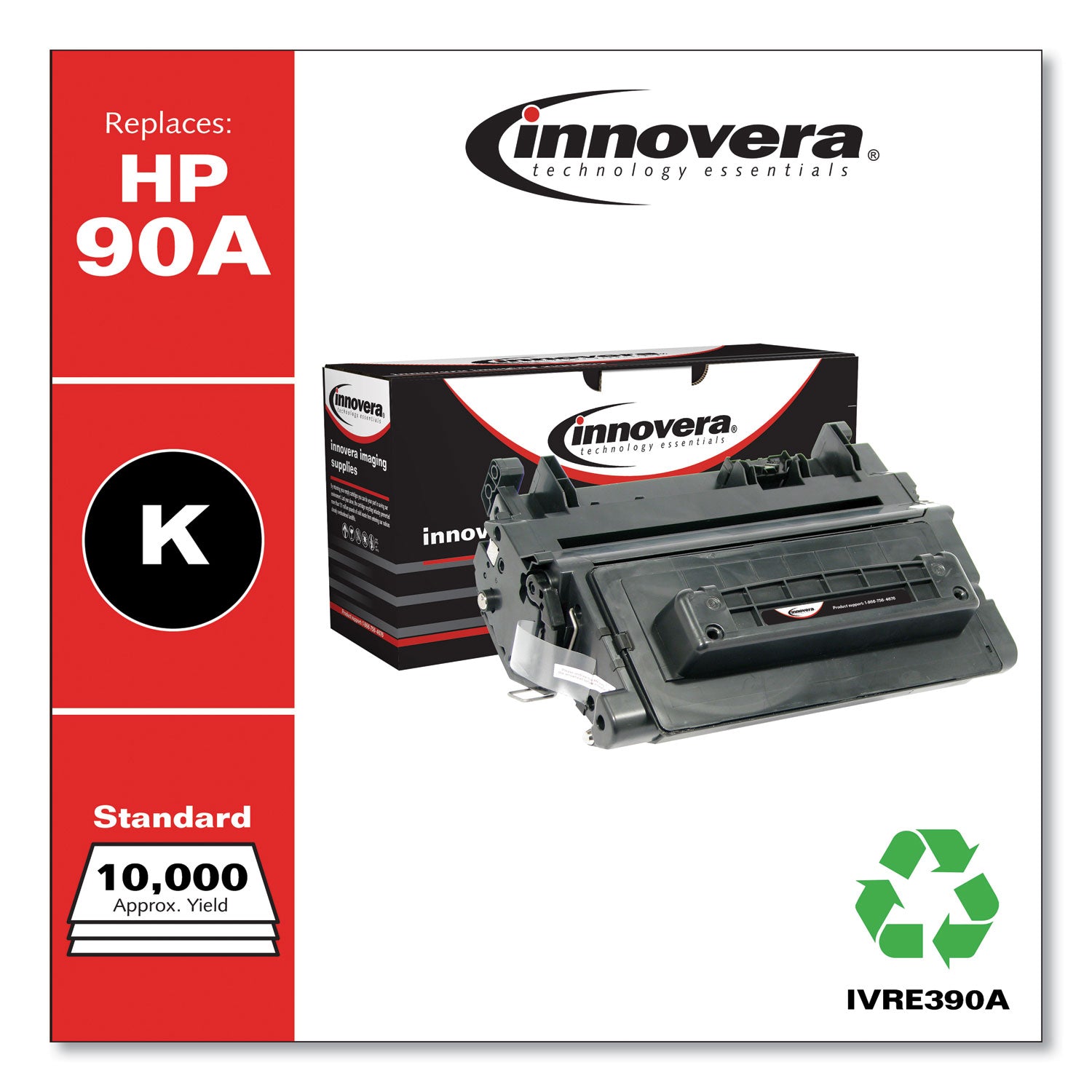 Innovera® Remanufactured Black Toner, Replacement for 90A (CE390A), 10,000 Page-Yield