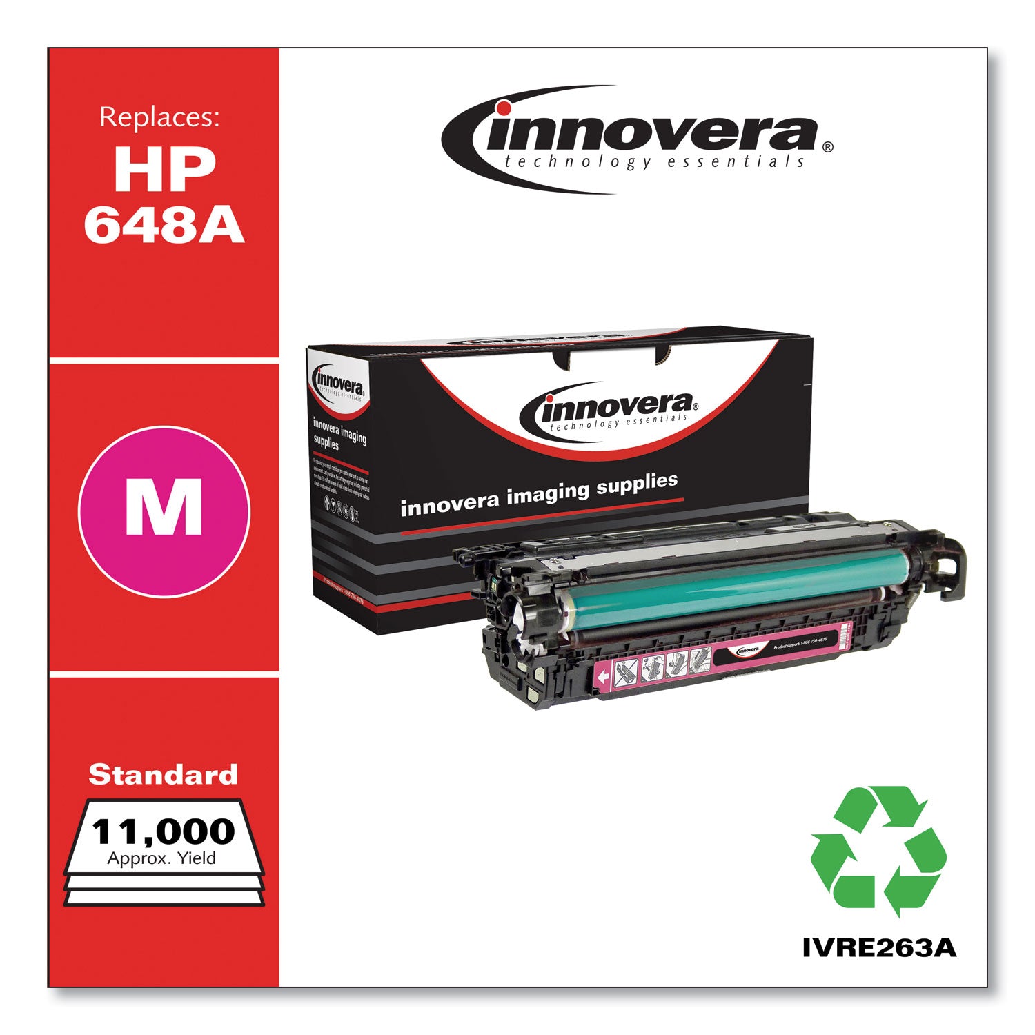 Innovera® Remanufactured Magenta Toner, Replacement for 648A (CE263A), 11,000 Page-Yield