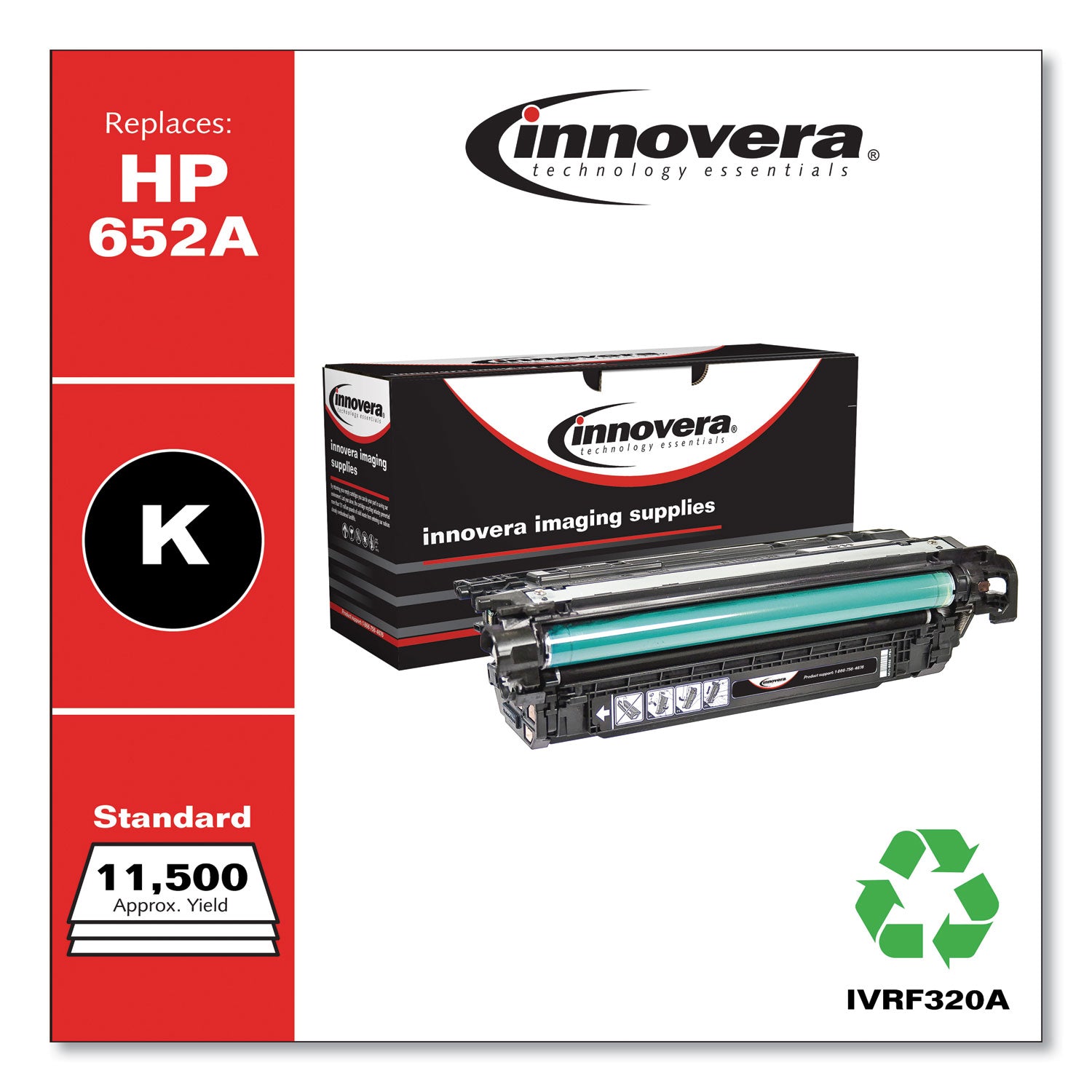 Innovera® Remanufactured Black Toner, Replacement for 652A (CF320A), 11,500 Page-Yield