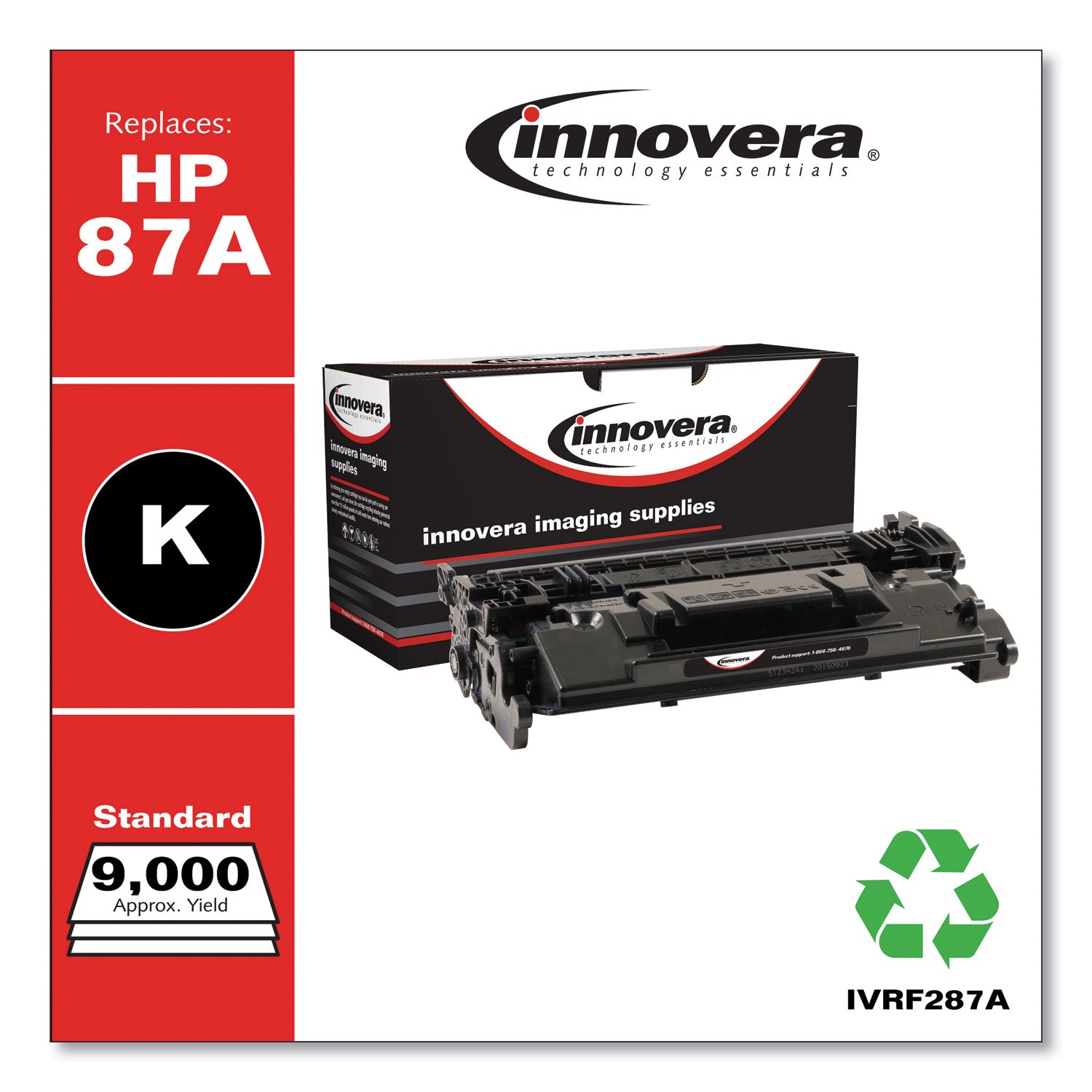 Innovera® Remanufactured Black Toner, Replacement for 87A (CF287A), 9,000 Page-Yield