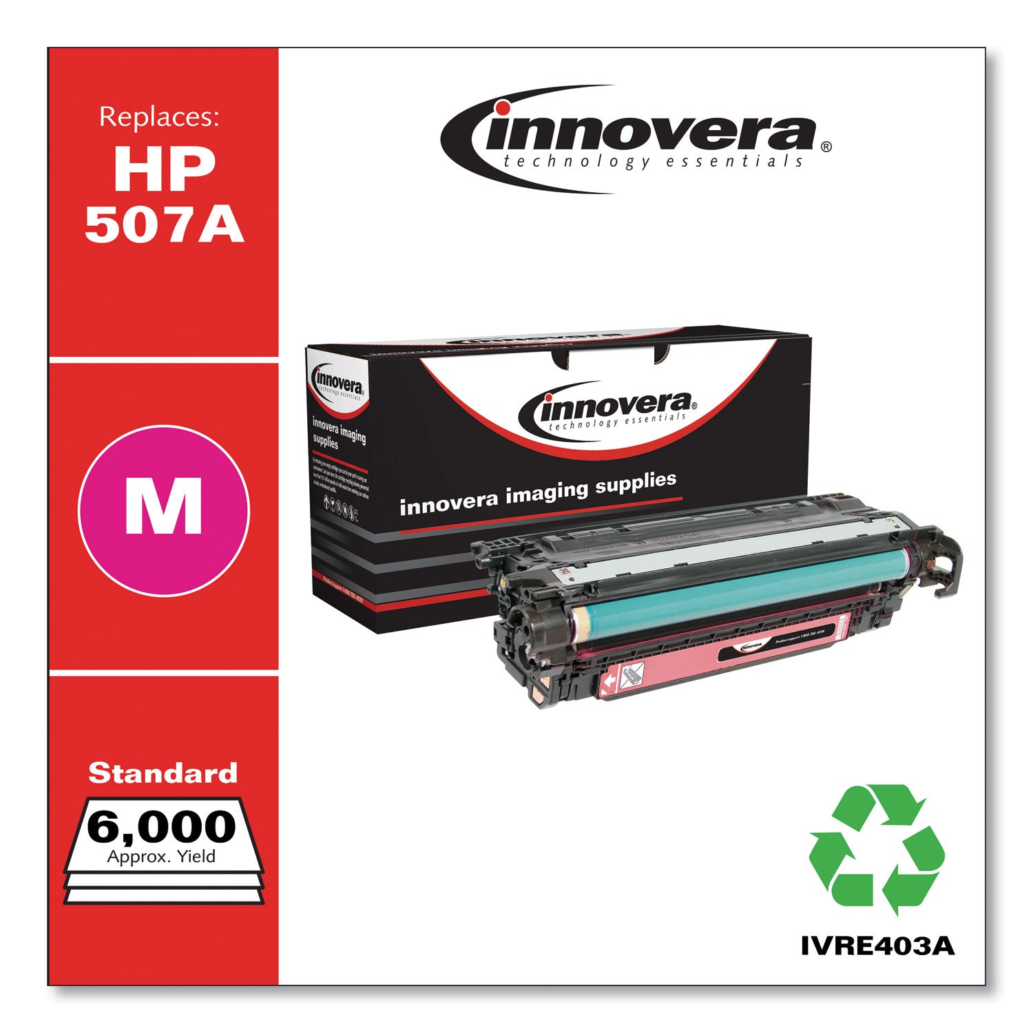 Innovera® Remanufactured Magenta Toner, Replacement for 507A (CE403A), 6,000 Page-Yield