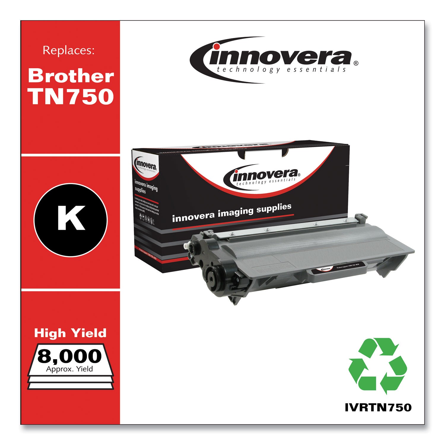 Remanufactured Black High-Yield Toner, Replacement for TN750, 8,000 Page-Yield