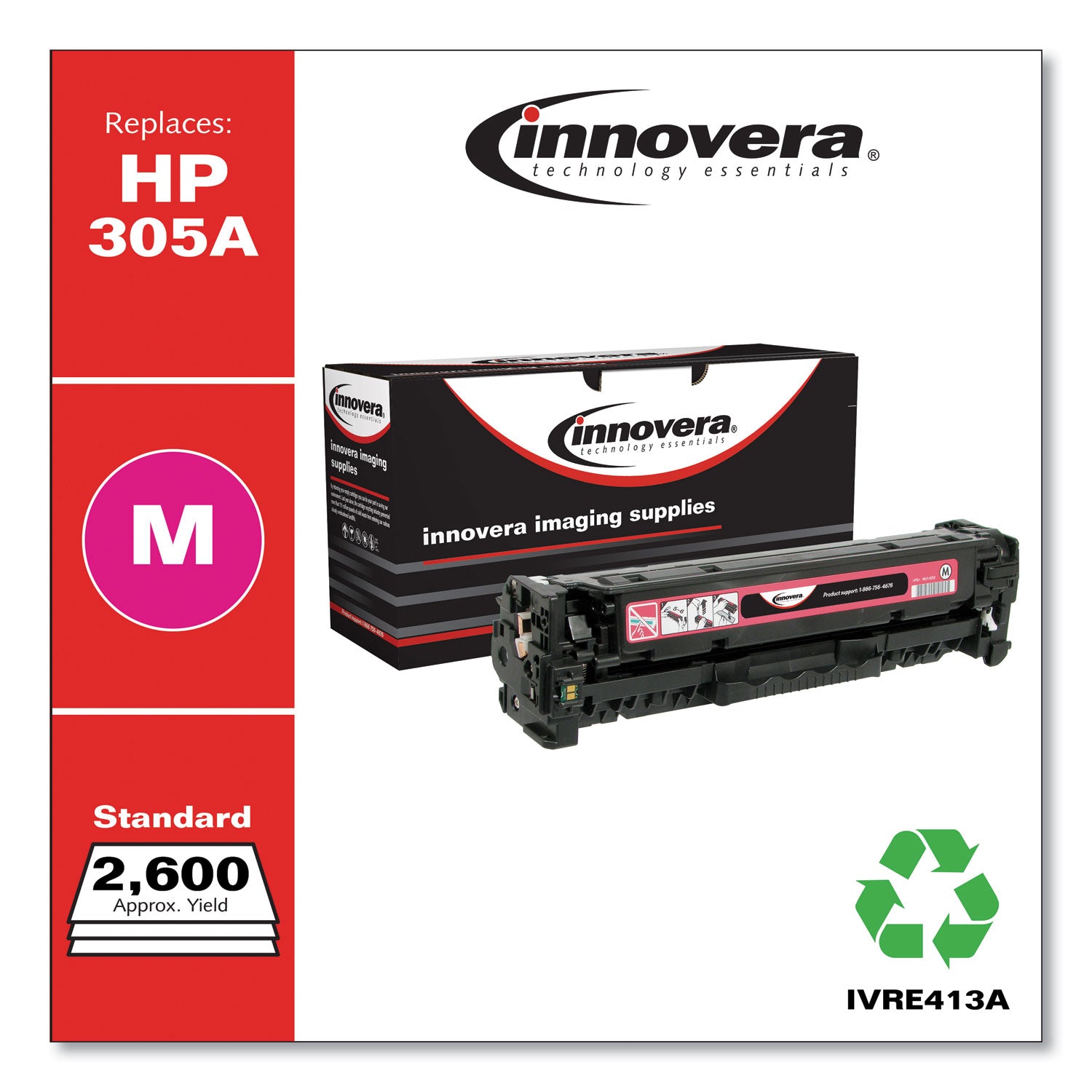 Innovera® Remanufactured Magenta Toner, Replacement for 305A (CE413A), 2,600 Page-Yield