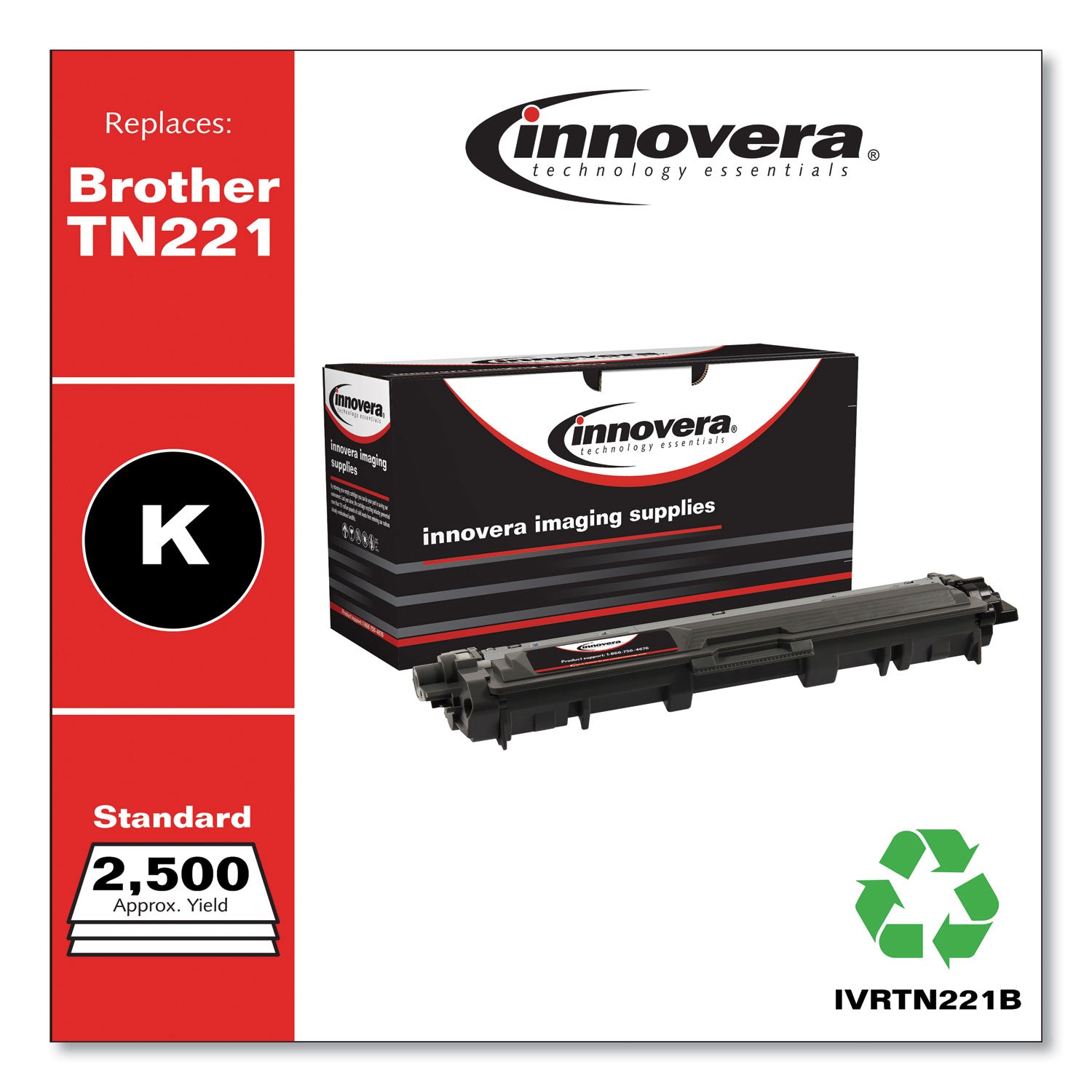 Innovera® Remanufactured Black Toner, Replacement for TN221BK, 2,500 Page-Yield