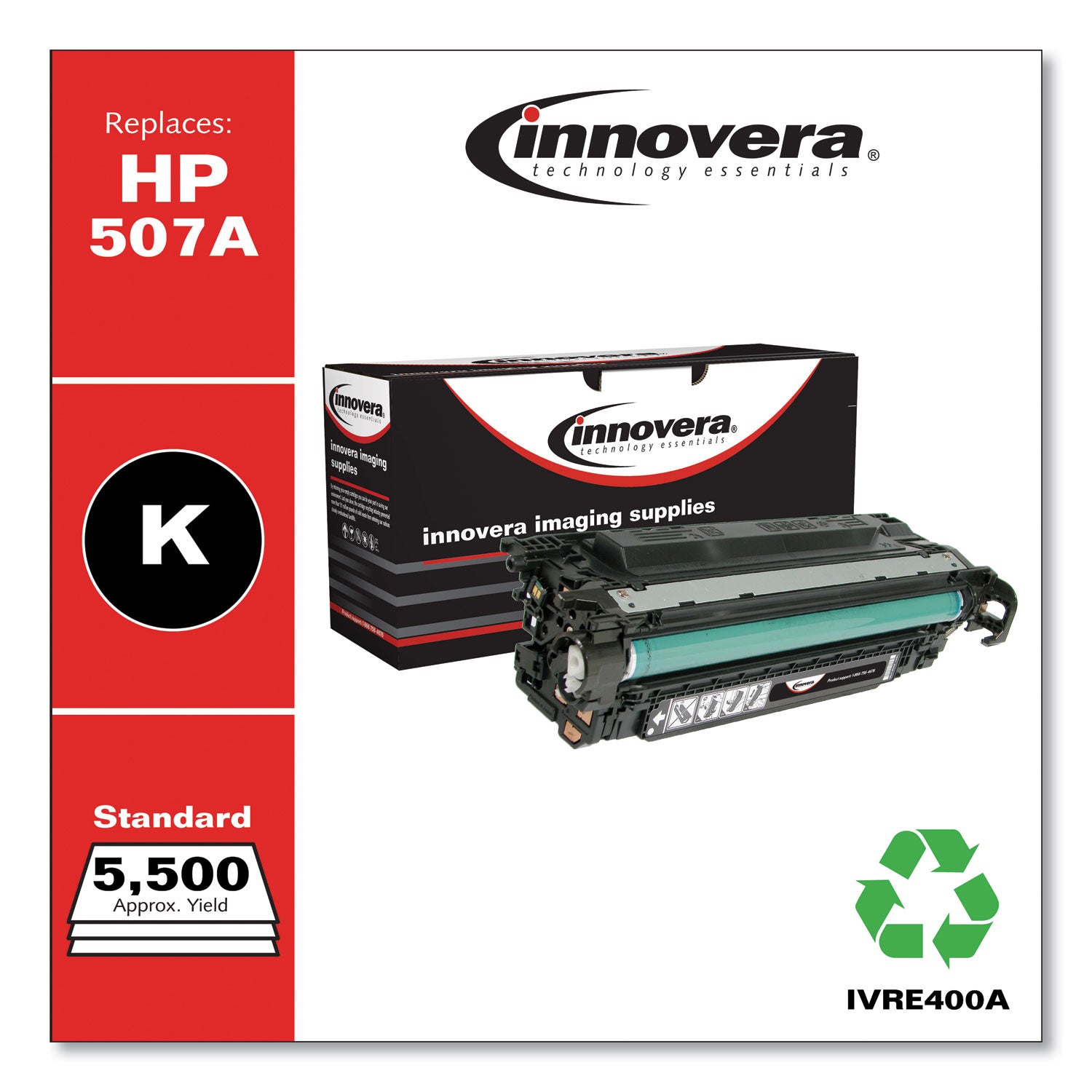 Innovera® Remanufactured Black Toner, Replacement for 507A (CE400A), 5,500 Page-Yield