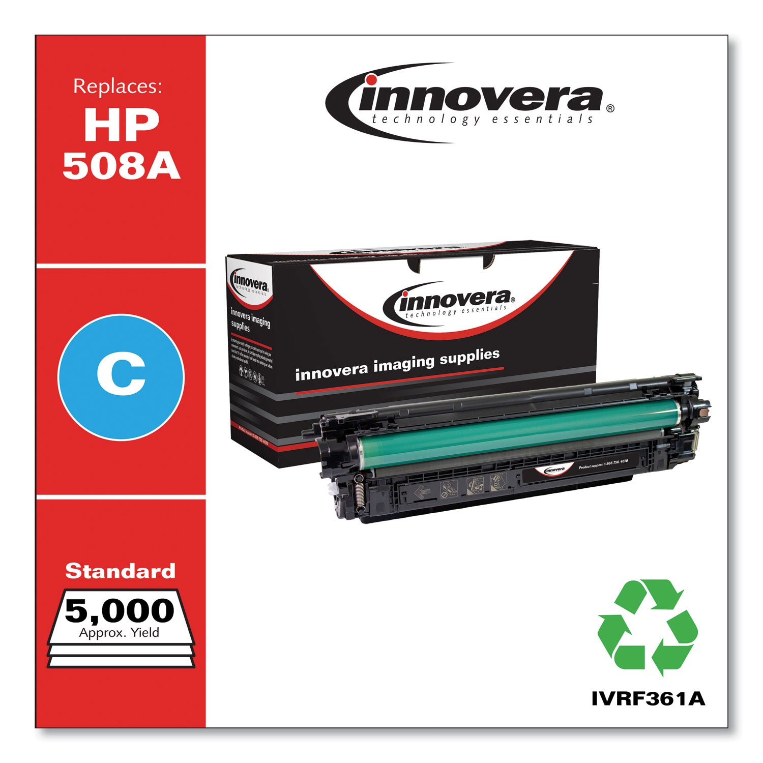 Innovera® Remanufactured Cyan Toner, Replacement for 508A (CF361A), 5,000 Page-Yield