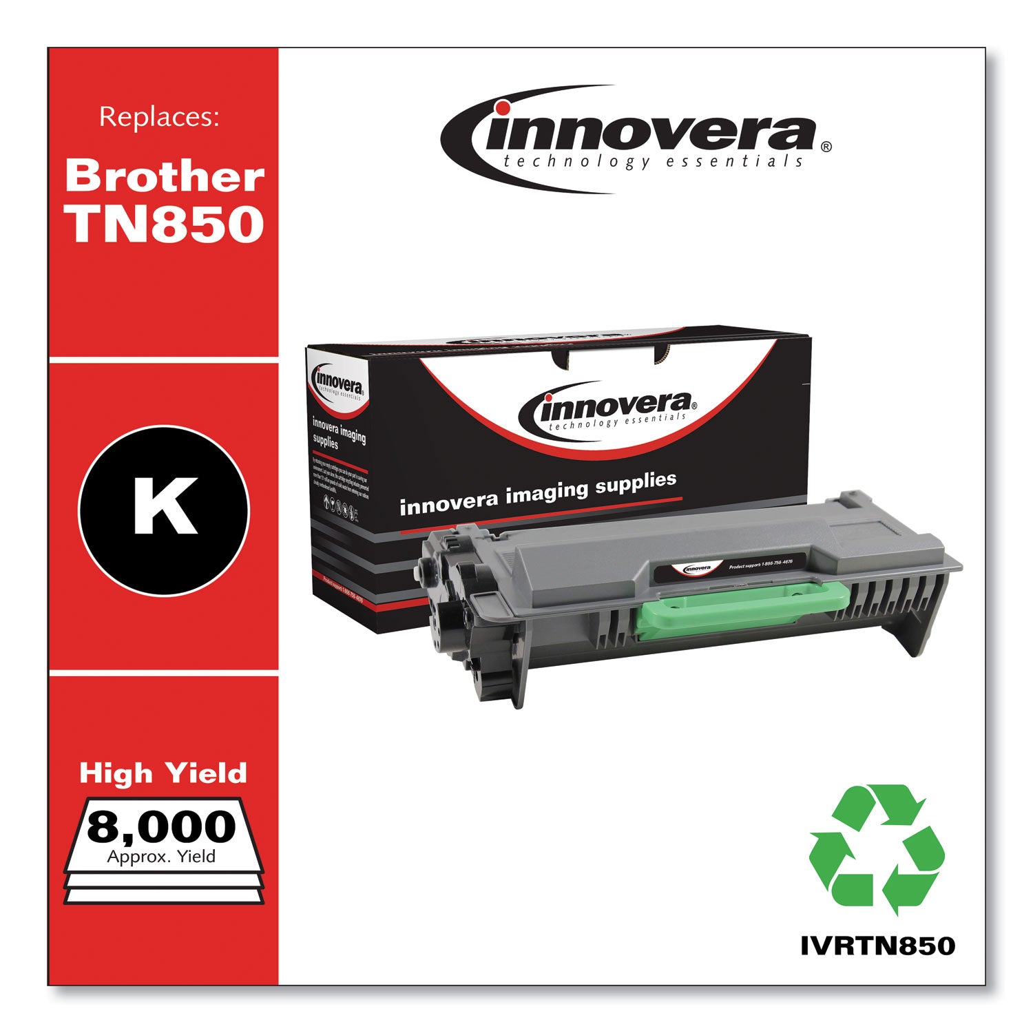 Innovera® Remanufactured Black High-Yield Toner, Replacement for TN850, 8,000 Page-Yield