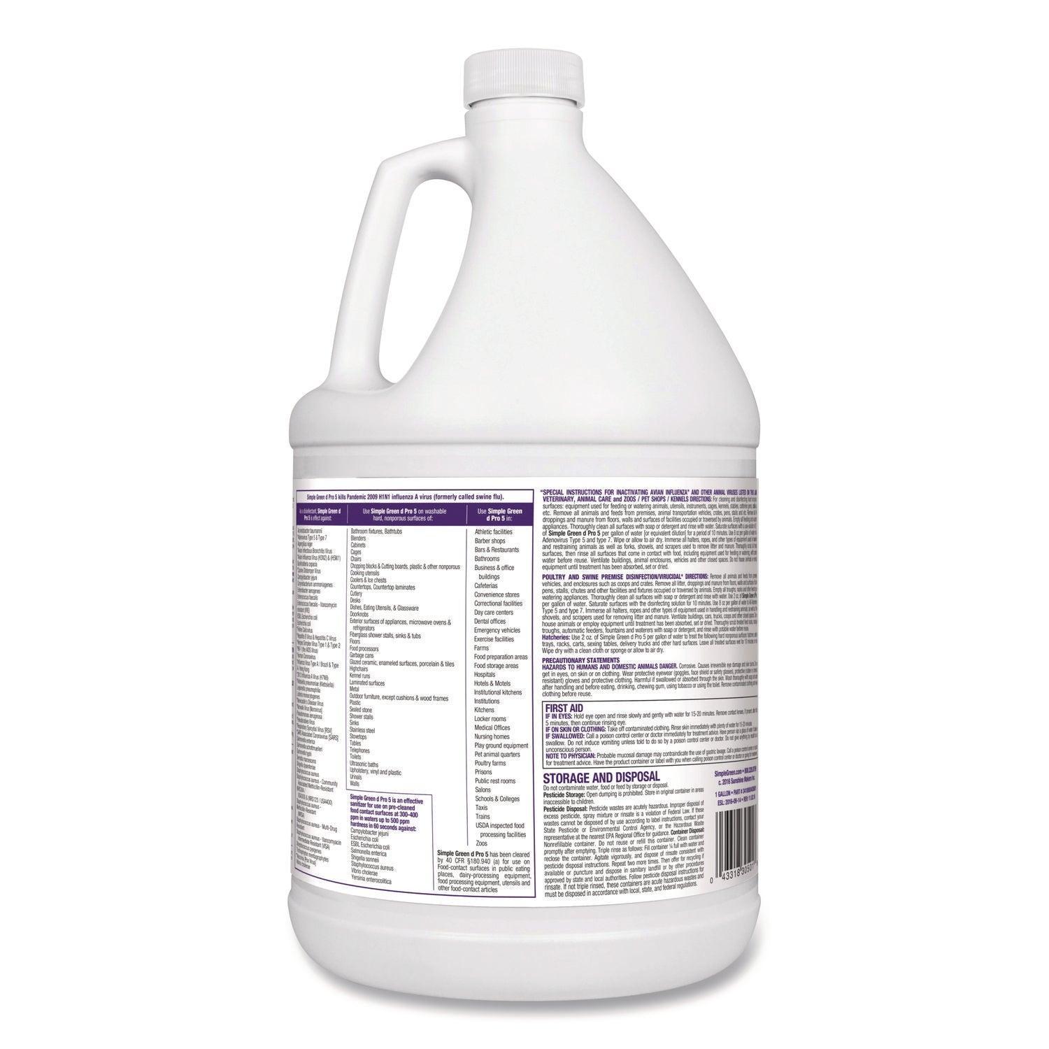 Simple Green® d Pro 5 Disinfectant, 1 gal Bottle, 4/Carton