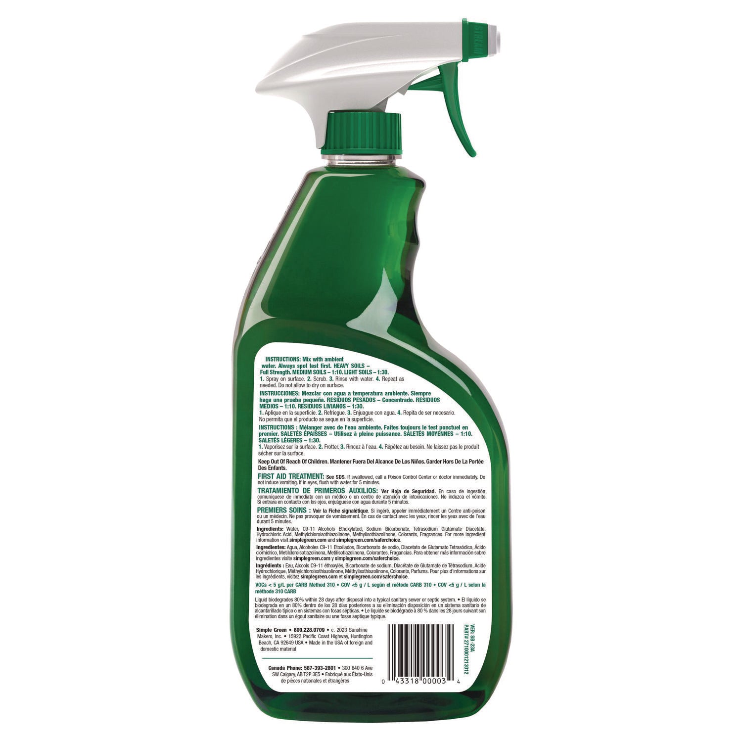 Simple Green® Industrial Cleaner and Degreaser, Concentrated, 24 oz Spray Bottle