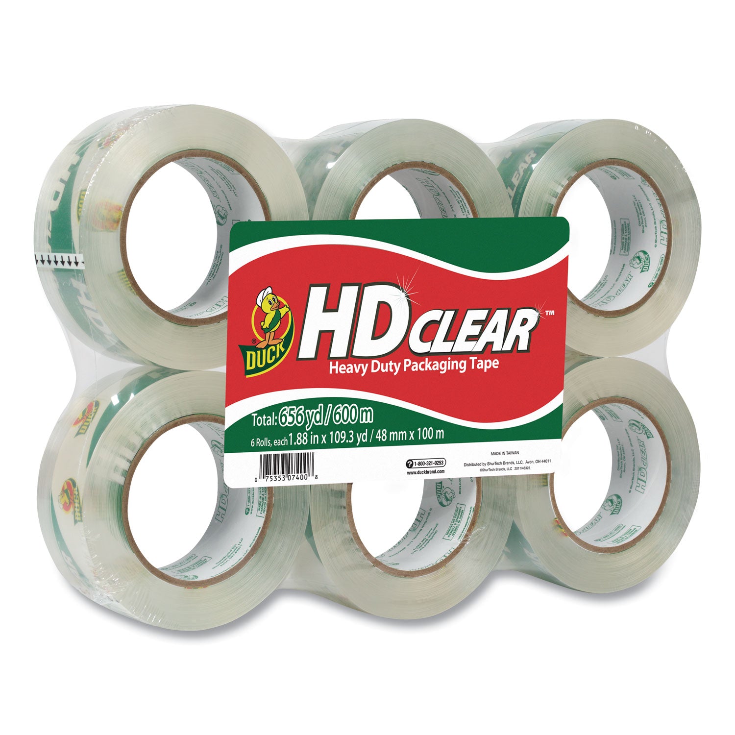 Heavy-Duty Carton Packaging Tape, 3" Core, 1.88" x 109.3 yds, Clear, 6/Pack