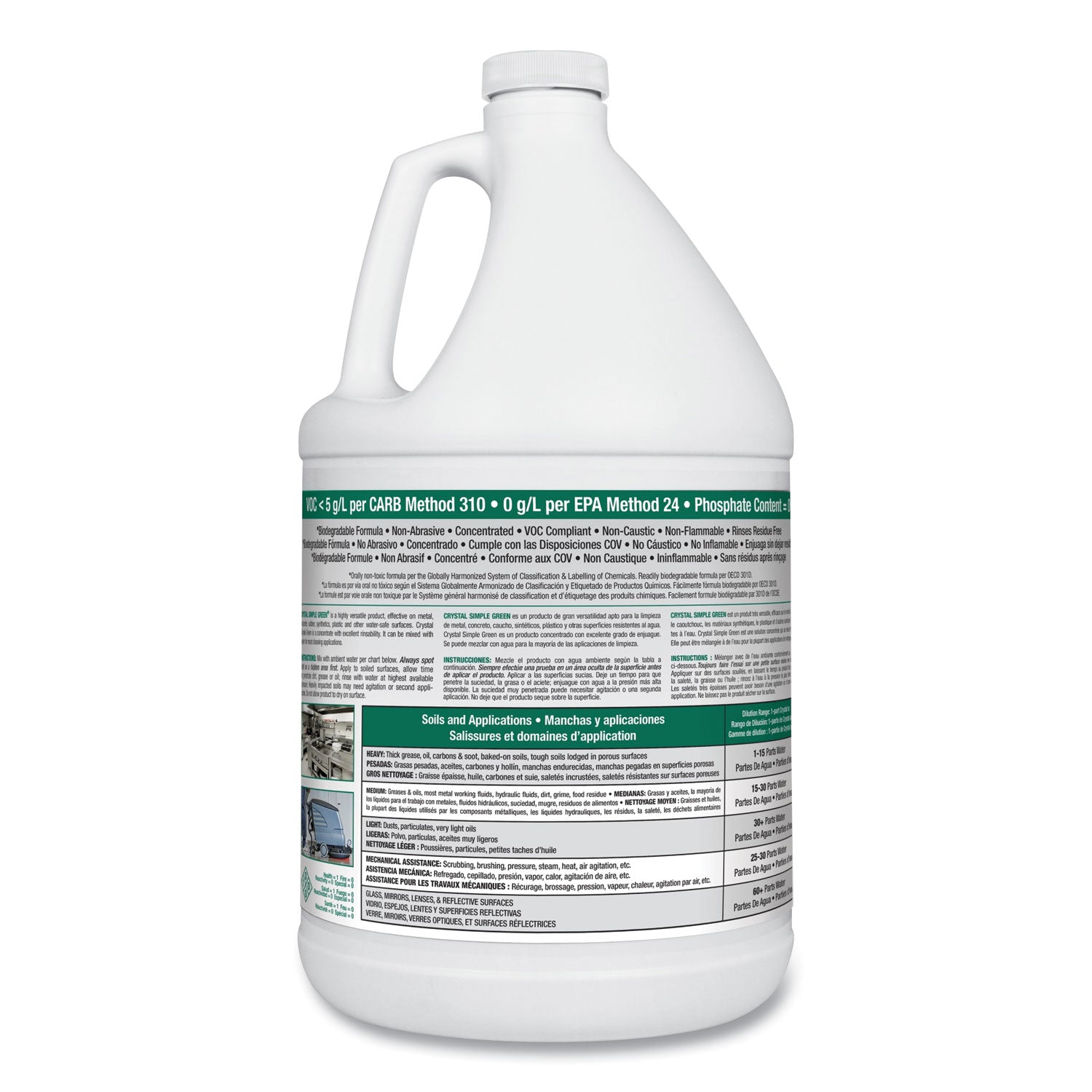 Simple Green® Crystal Industrial Cleaner/Degreaser, 1 gal Bottle, 6/Carton