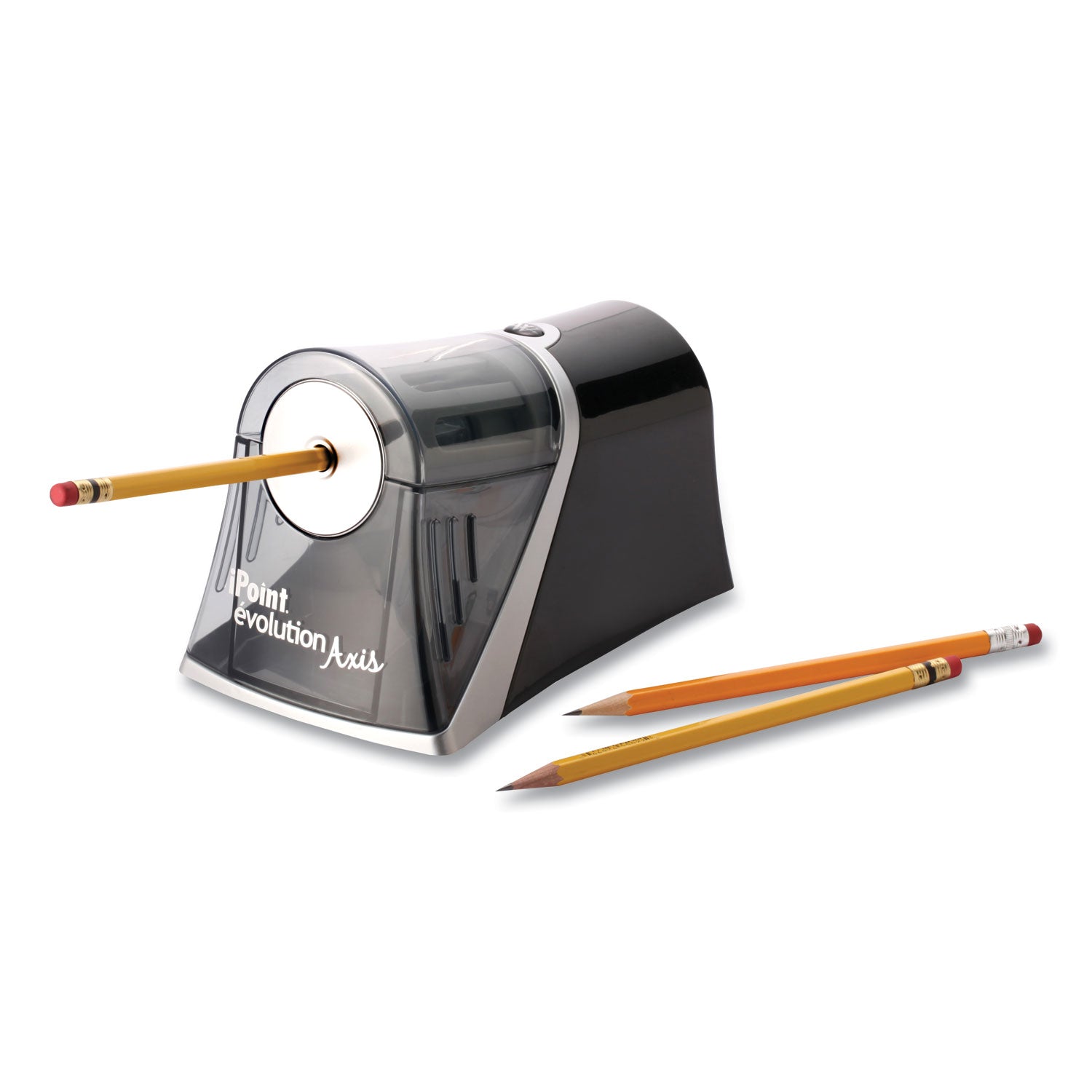 Westcott® iPoint Evolution Axis Pencil Sharpener, AC-Powered, 4.25 x 7 x 4.75, Black/Silver