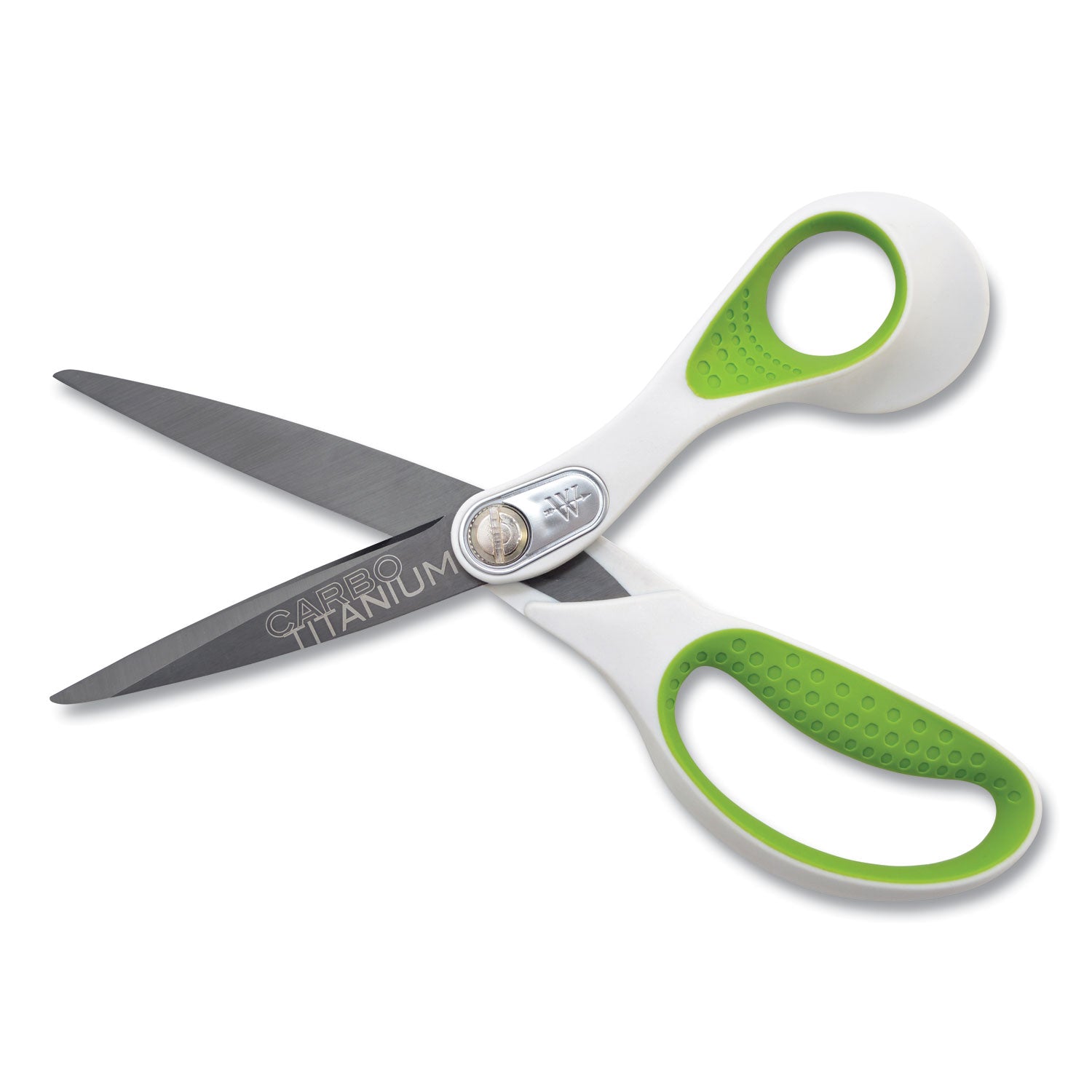 Westcott® CarboTitanium Bonded Scissors, 8" Long, 3.25" Cut Length, Straight White/Green Handle