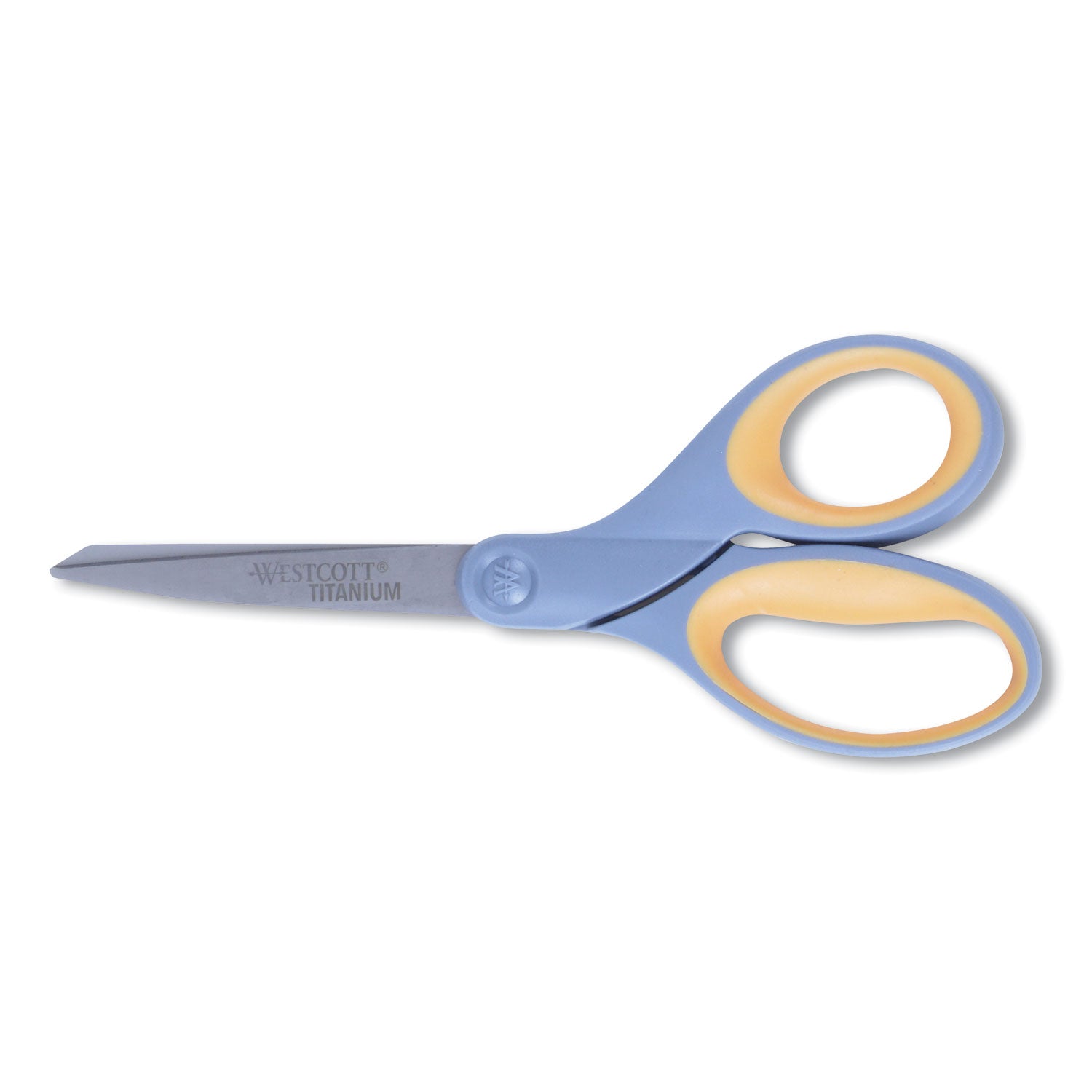 Titanium Bonded Scissors, Left Handed, 8" Long, 3.5" Cut Length, Straight Gray/Yellow Handle