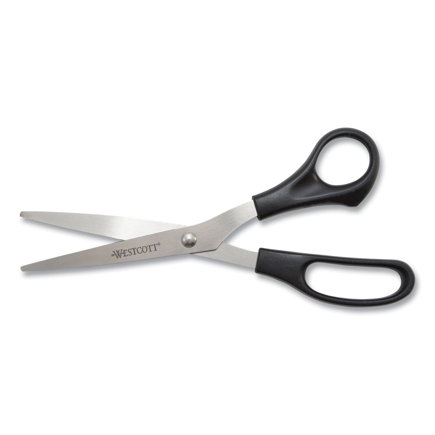 Westcott® All Purpose Stainless Steel Scissors, 8" Long, 3.5" Cut Length, Offset Black Handle, 3/Pack