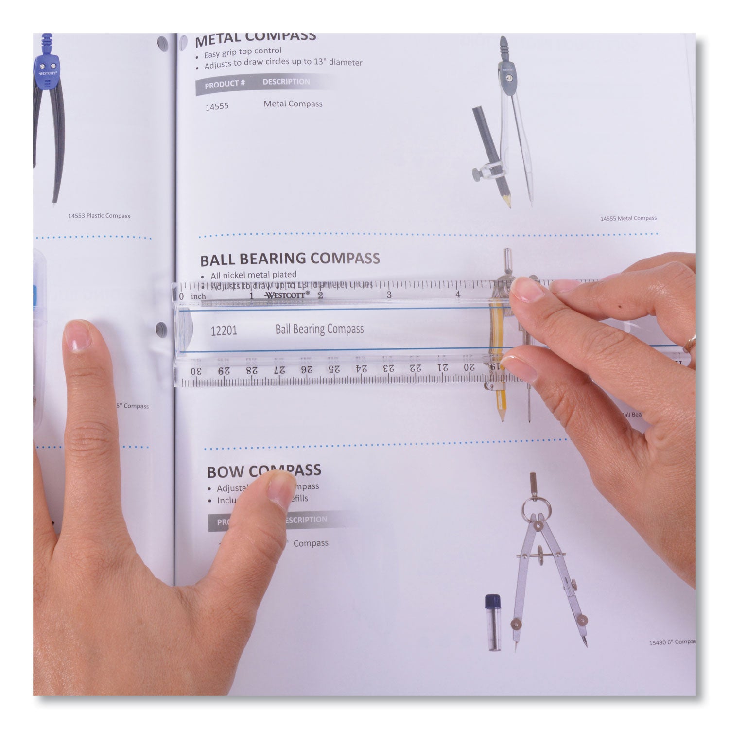 Westcott® 12" Magnifying Ruler, Standard/Metric, Plastic, Clear