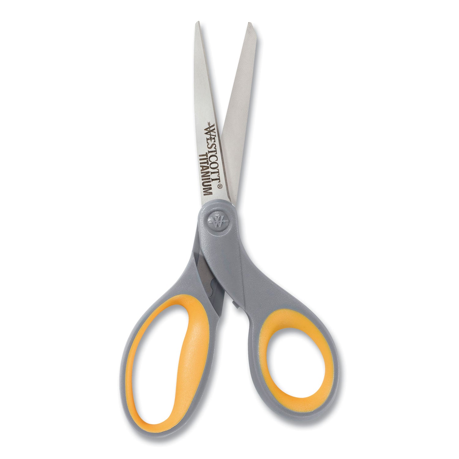 Westcott® Titanium Bonded Scissors, 8" Long, 3.5" Cut Length, Straight Gray/Yellow Handle