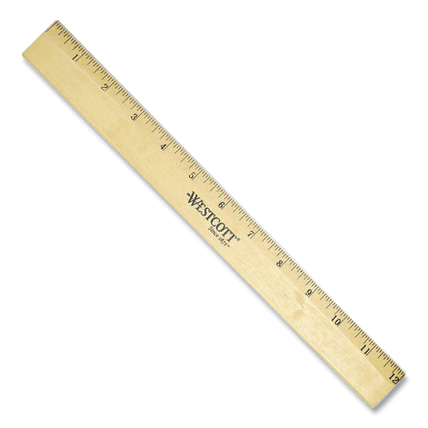 Westcott® Wood Ruler with Single Metal Edge, Standard, 12" Long