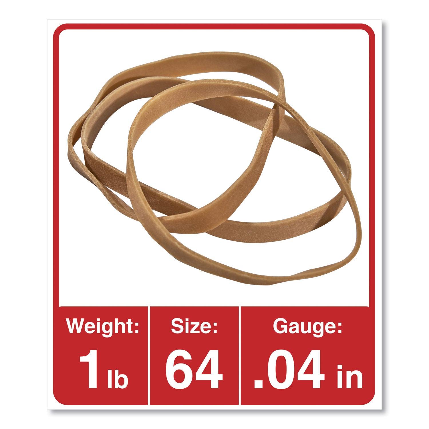 Universal® Rubber Bands, Size 64, 0.04" Gauge, Beige, 1 lb Bag, 320/Pack