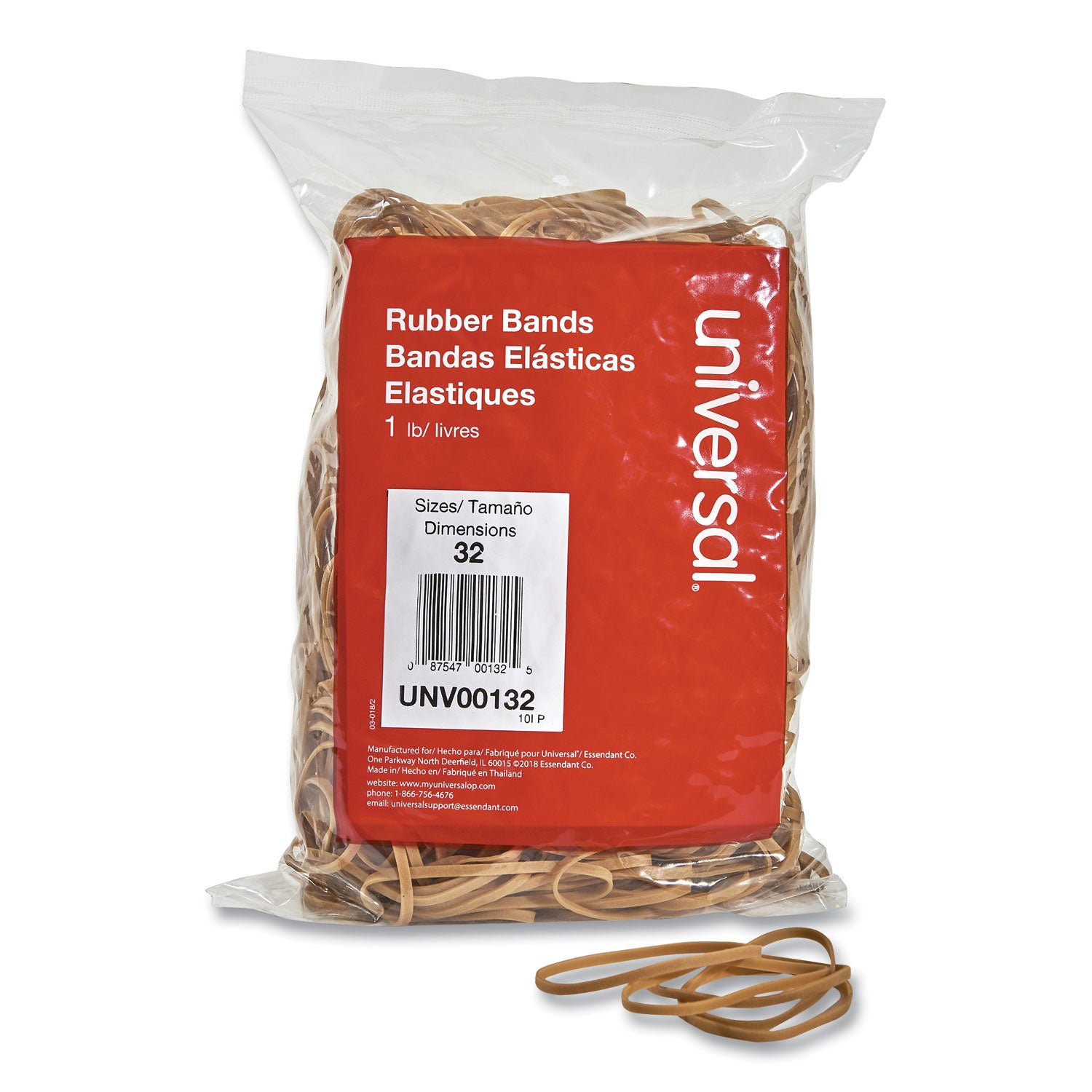 Rubber Bands, Size 32, 0.04" Gauge, Beige, 1 lb Box, 820/Pack