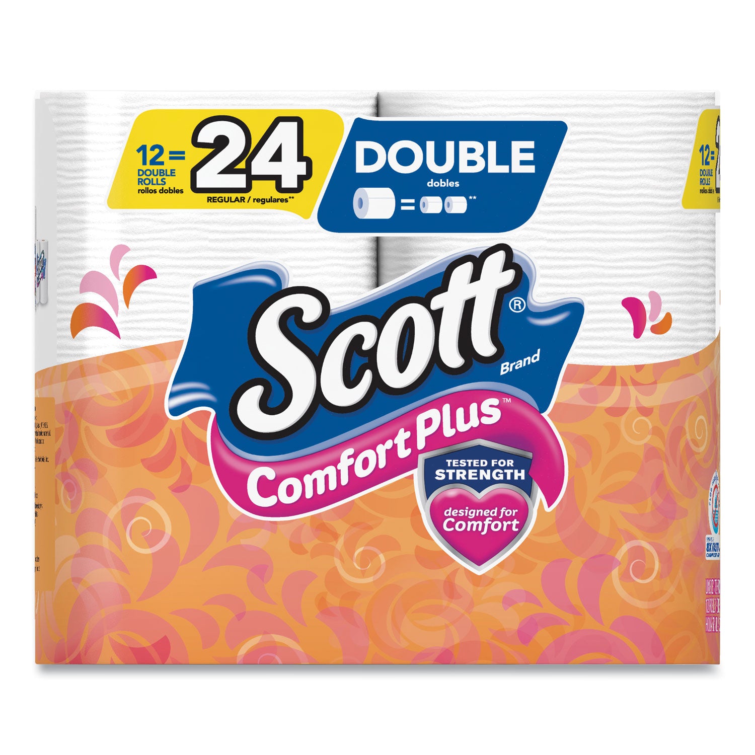 Scott® ComfortPlus Toilet Paper, Double Roll, Bath Tissue, Septic Safe, 1-Ply, White, 231 Sheets/Roll, 12 Rolls/Pack, 4 Packs/Carton