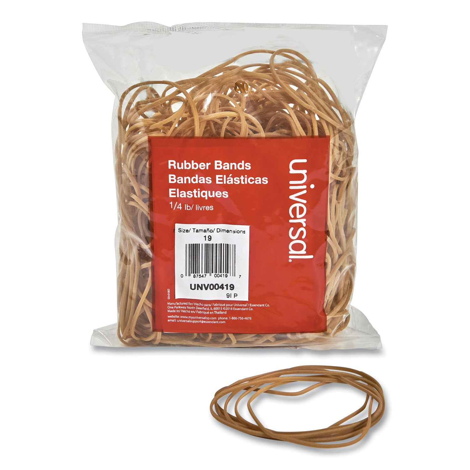 Rubber Bands, Size 19, 0.04" Gauge, Beige, 4 oz Box, 310/Pack