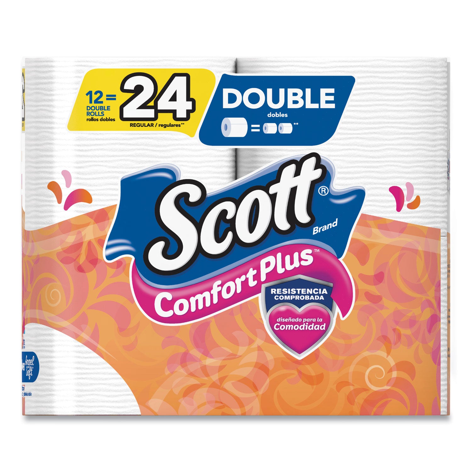 Scott® ComfortPlus Toilet Paper, Double Roll, Bath Tissue, Septic Safe, 1-Ply, White, 231 Sheets/Roll, 12 Rolls/Pack, 4 Packs/Carton