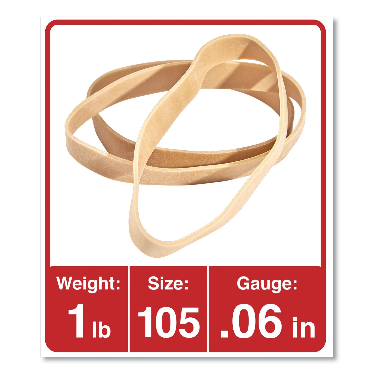 Universal® Rubber Bands, Size 105, 0.06" Gauge, Beige, 1 lb Box, 55/Pack