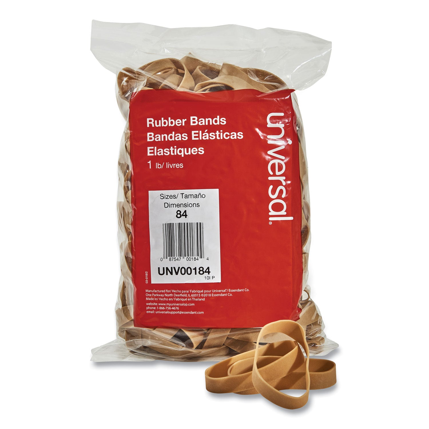 Rubber Bands, Size 84, 0.04" Gauge, Beige, 1 lb Box, 155/Pack