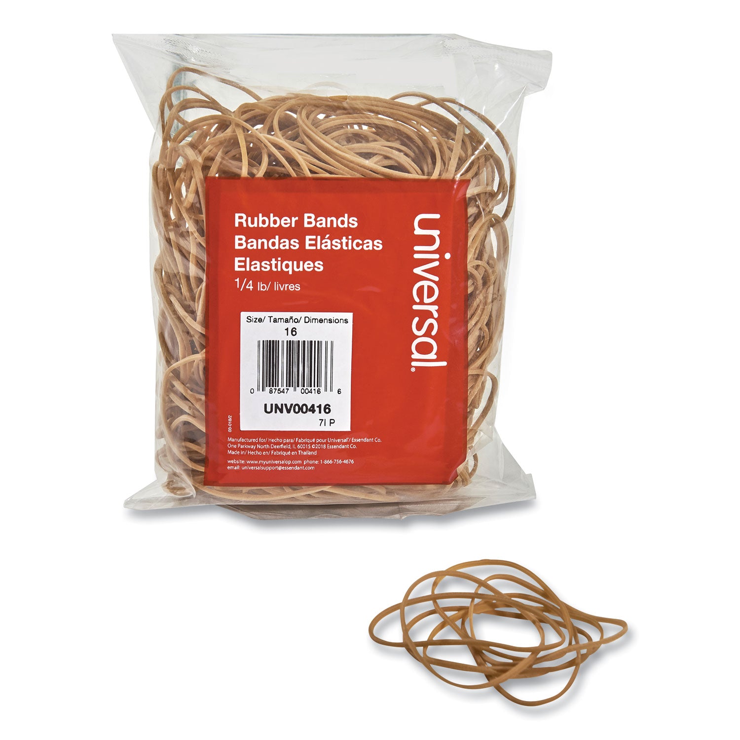 Rubber Bands, Size 16, 0.04" Gauge, Beige, 4 oz Box, 475/Pack