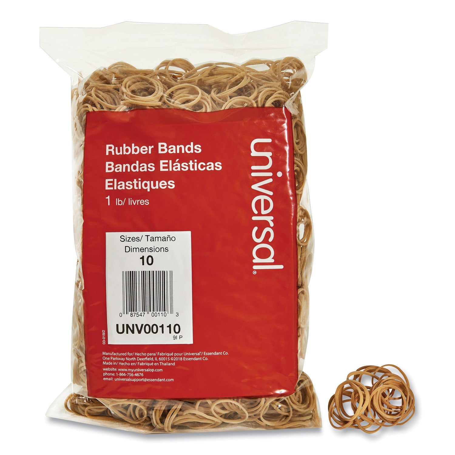 Rubber Bands, Size 10, 0.04" Gauge, Beige, 1 lb Box, 3,400/Pack